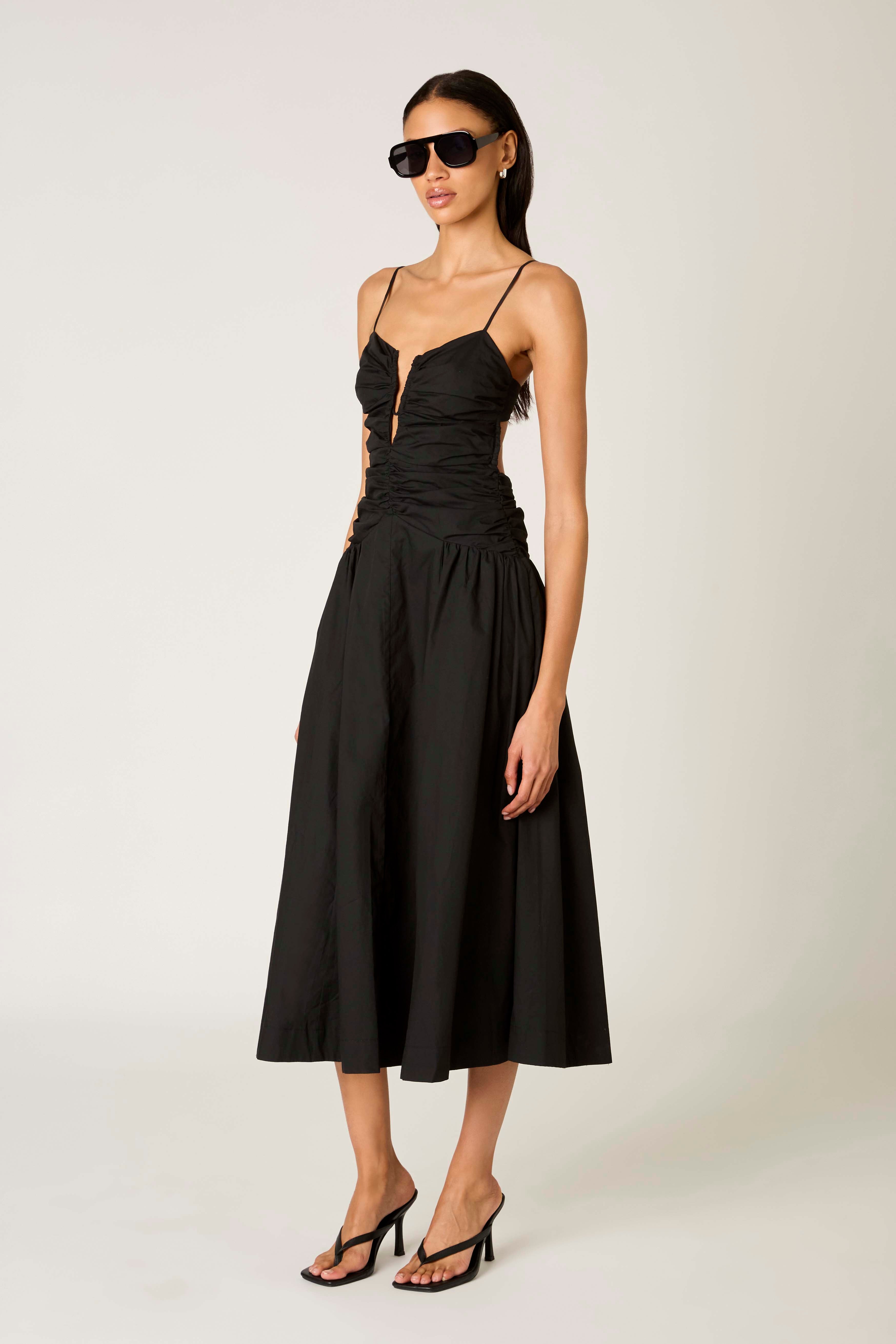 Sawtelle Dress in black side view