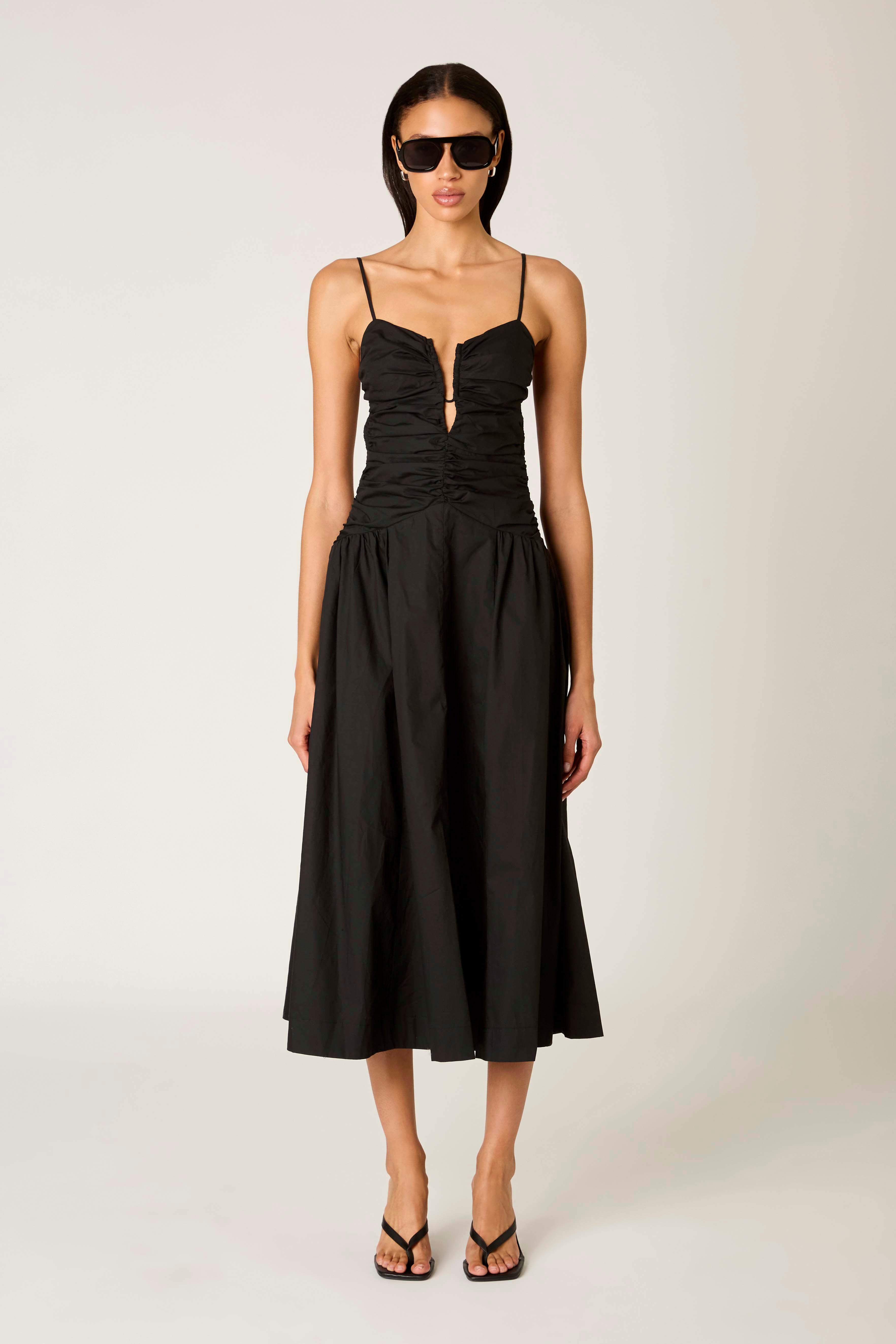 Sawtelle Dress in black front view