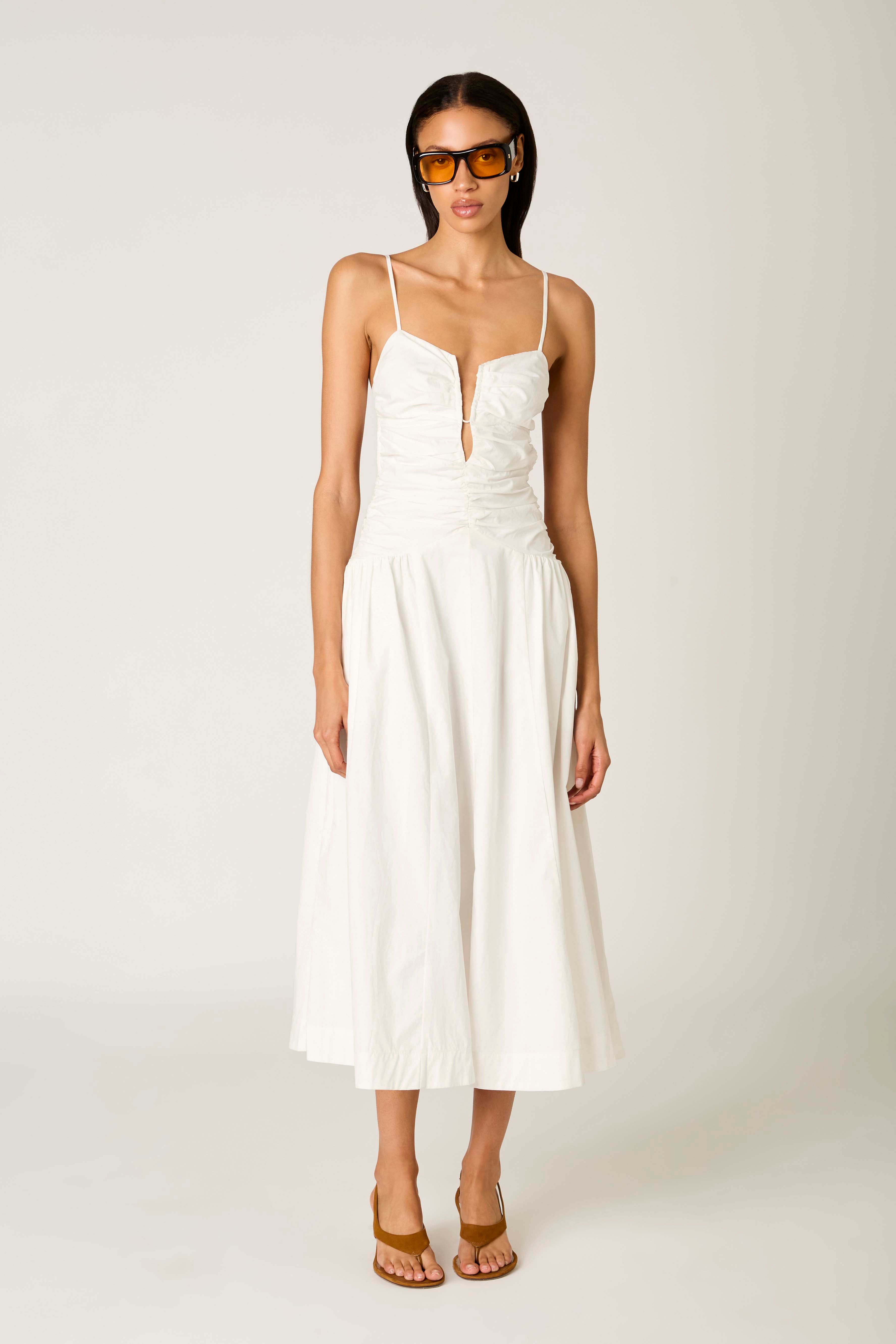 Sawtelle Dress in white front view