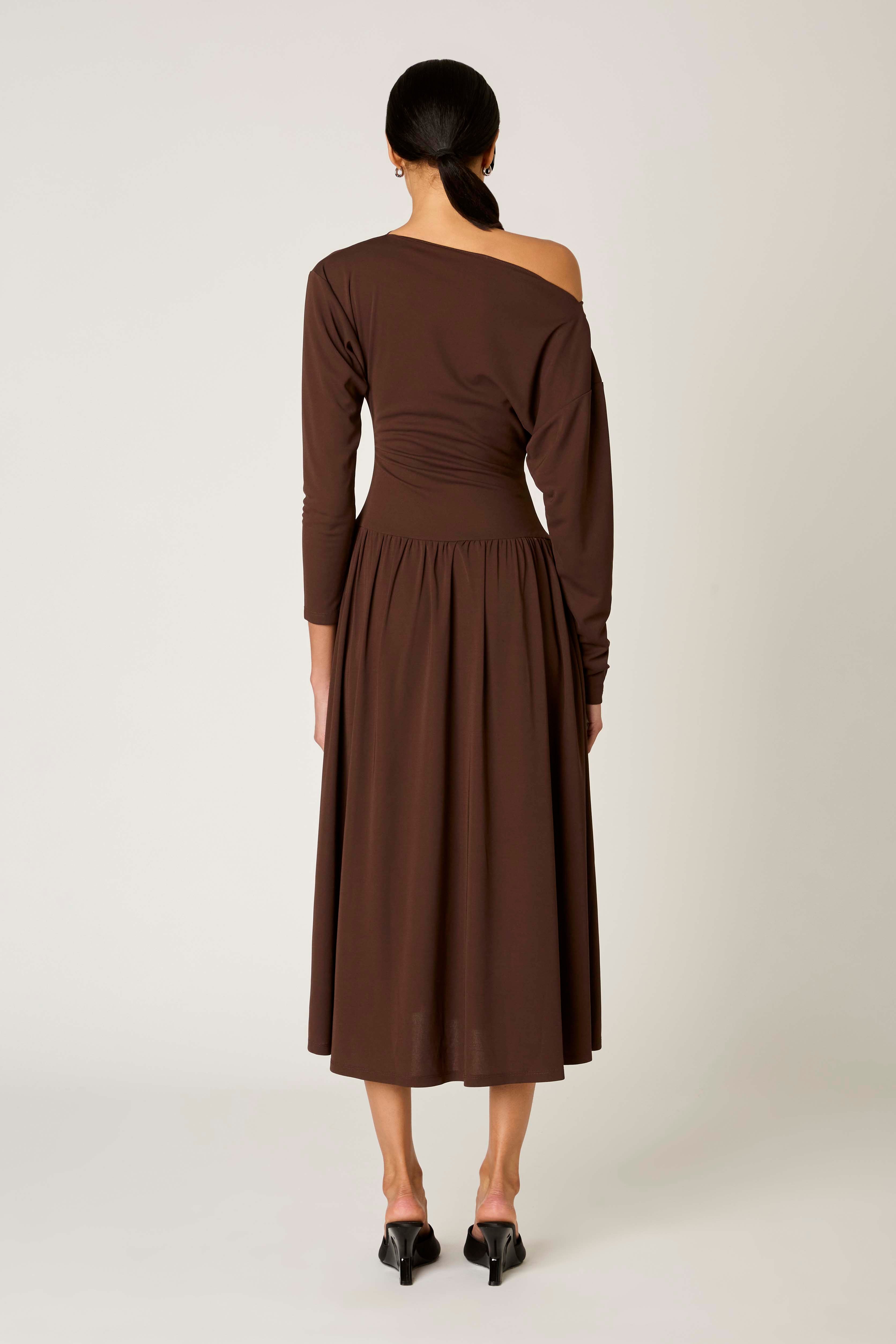 Topanga Dress in chocolate back view