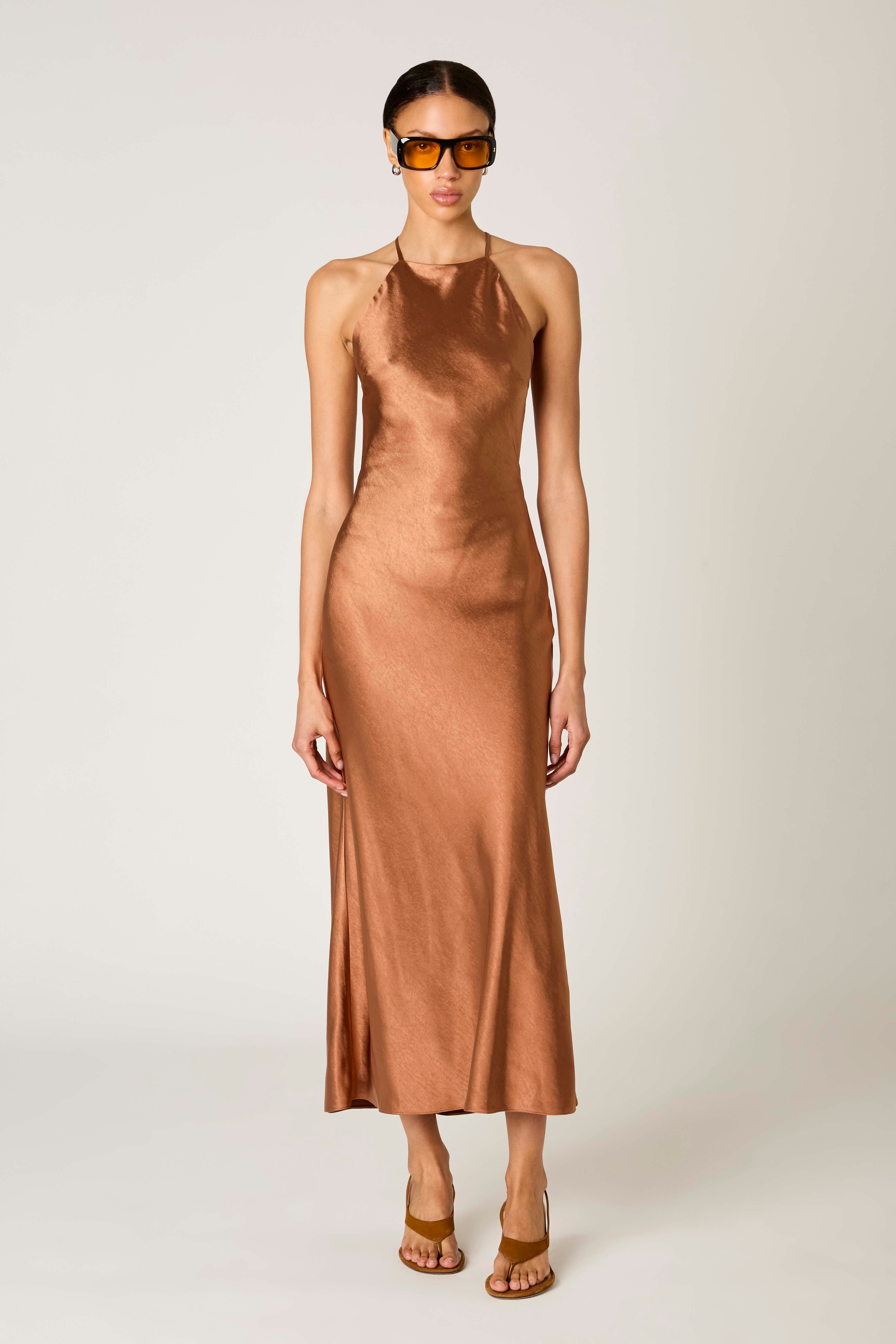 Montana Dress in nougat front view