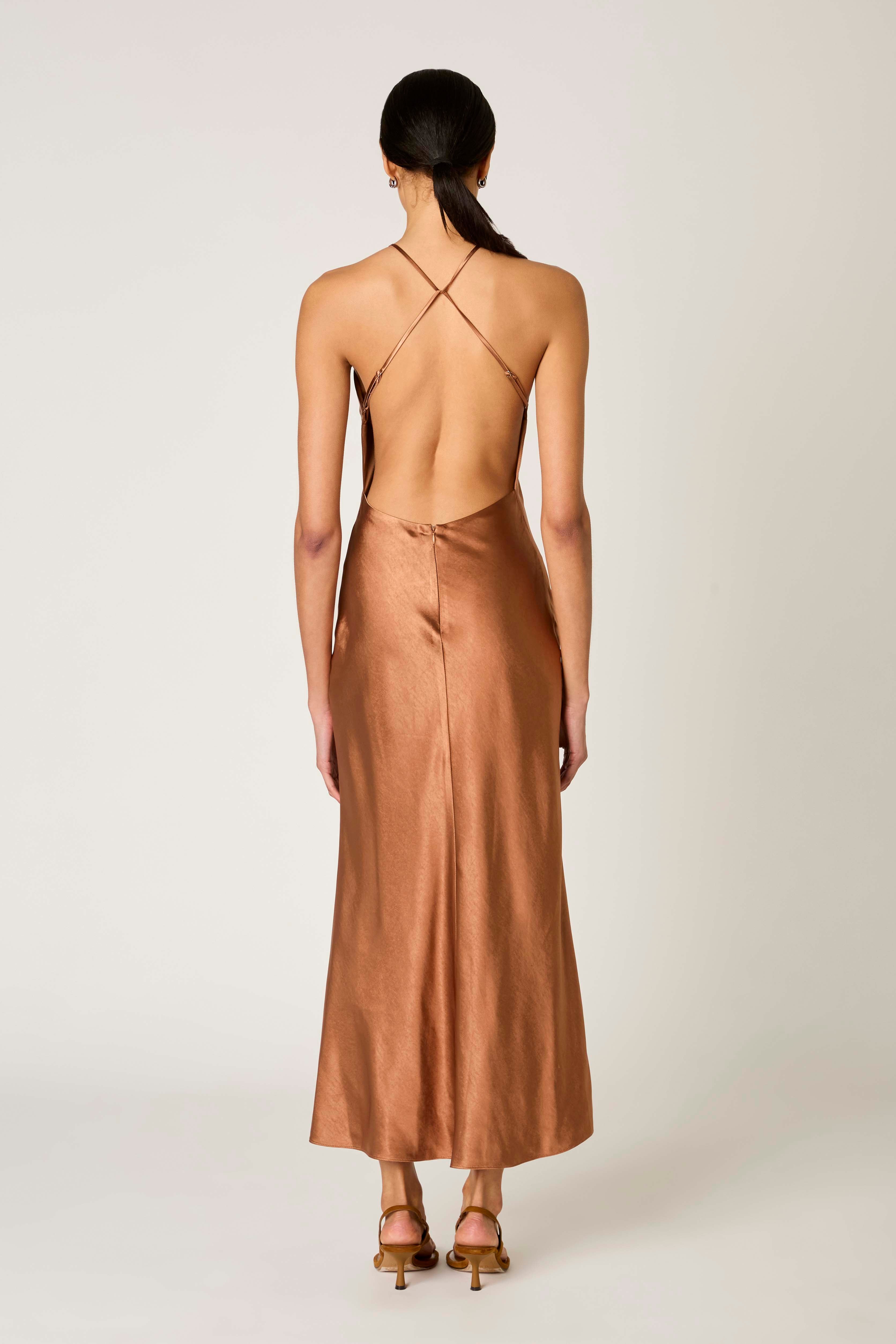 Montana Dress in nougat back view