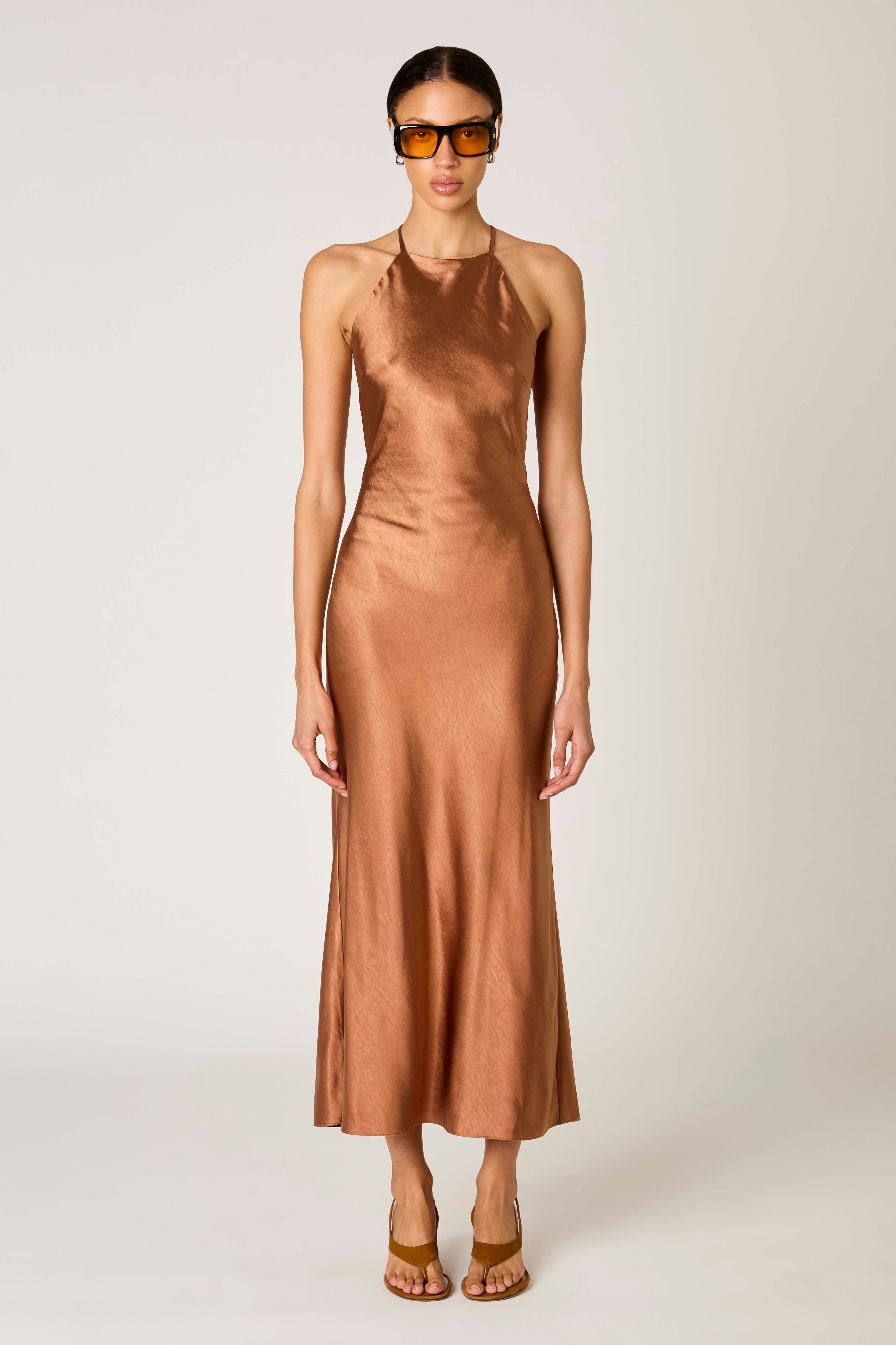 Montana Dress in nougat front view