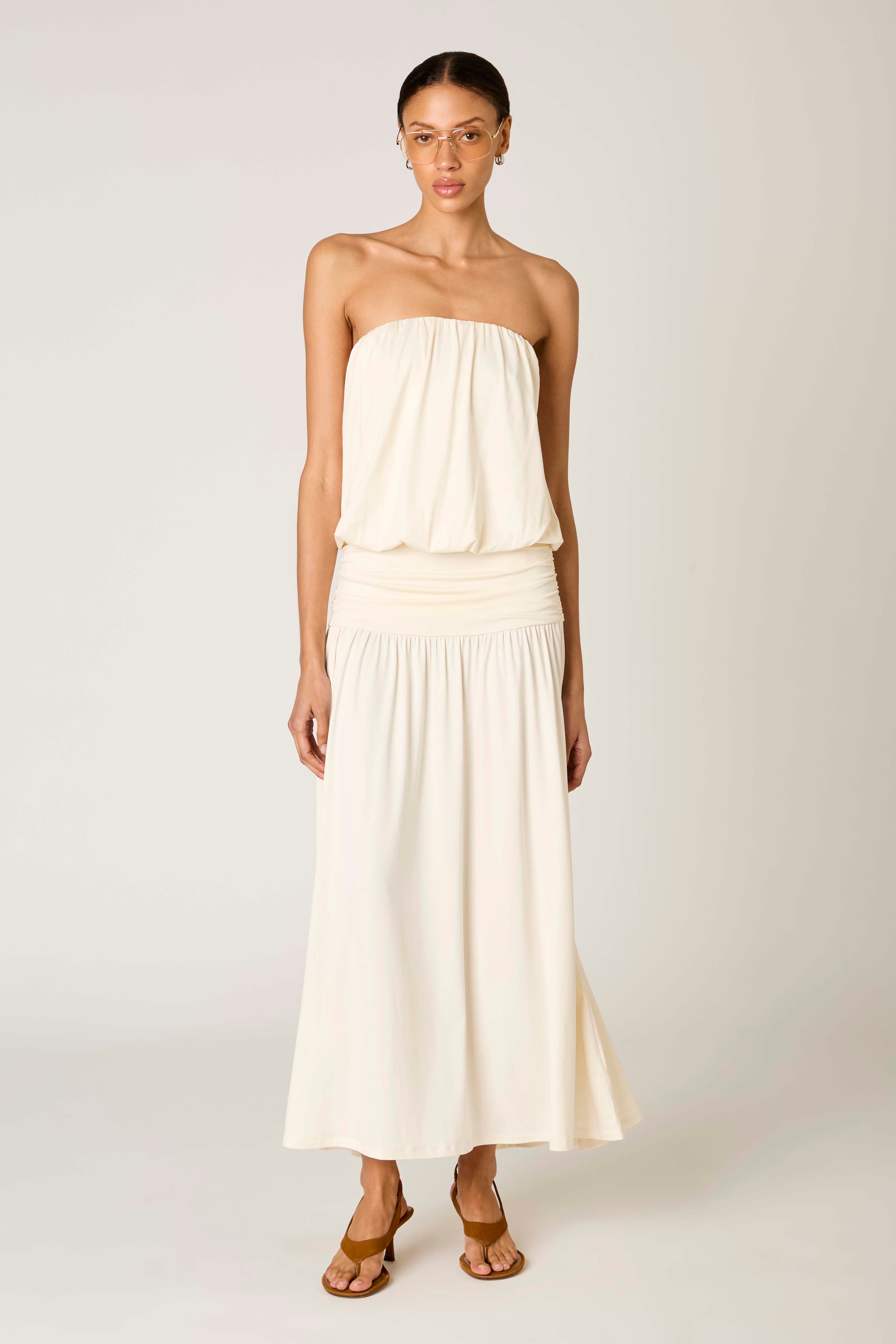 La Cienega Dress in ivory front view