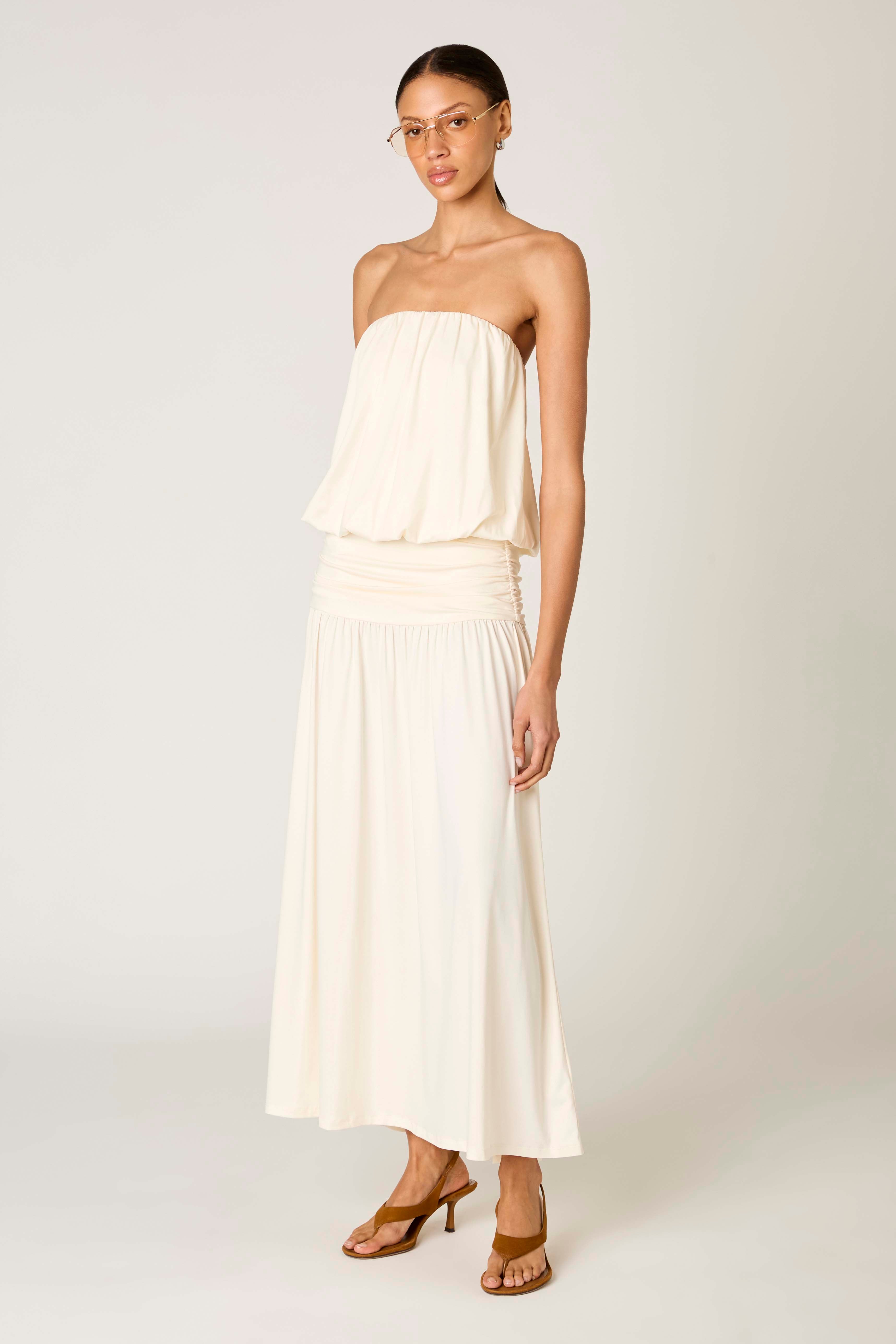 La Cienega Dress in ivory side view