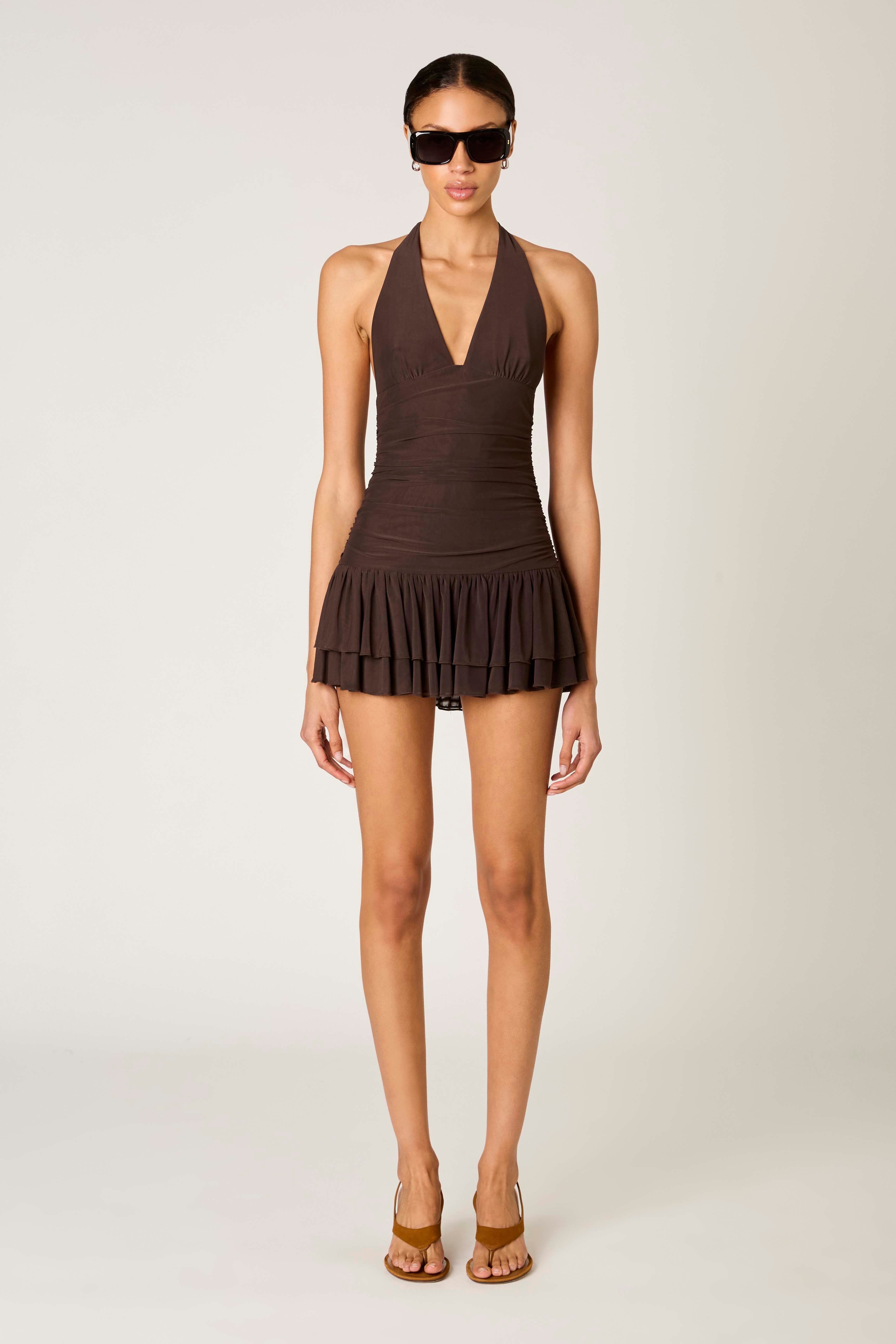 Vermont Dress in coffee front view