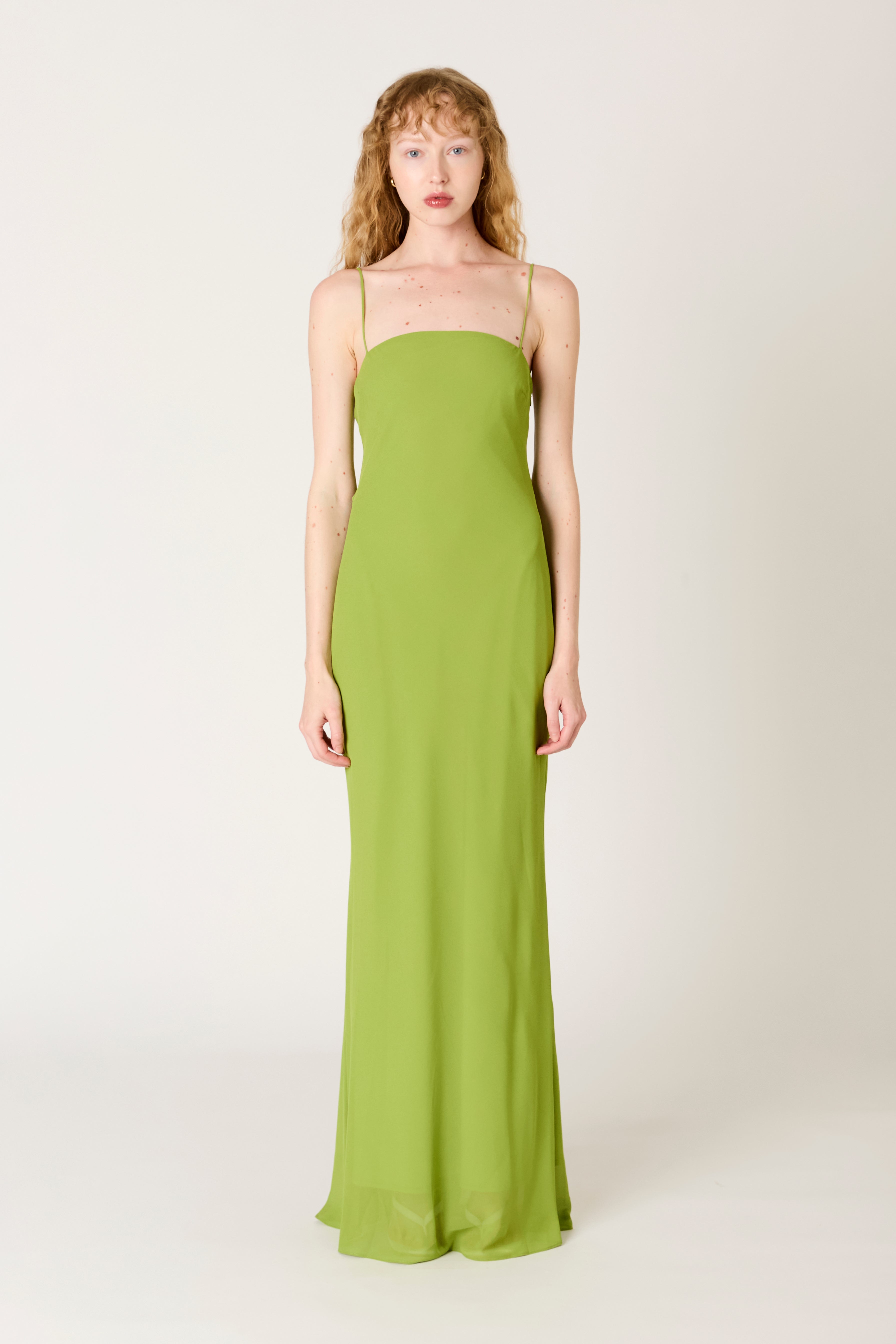 Estrella Dress in matcha front view