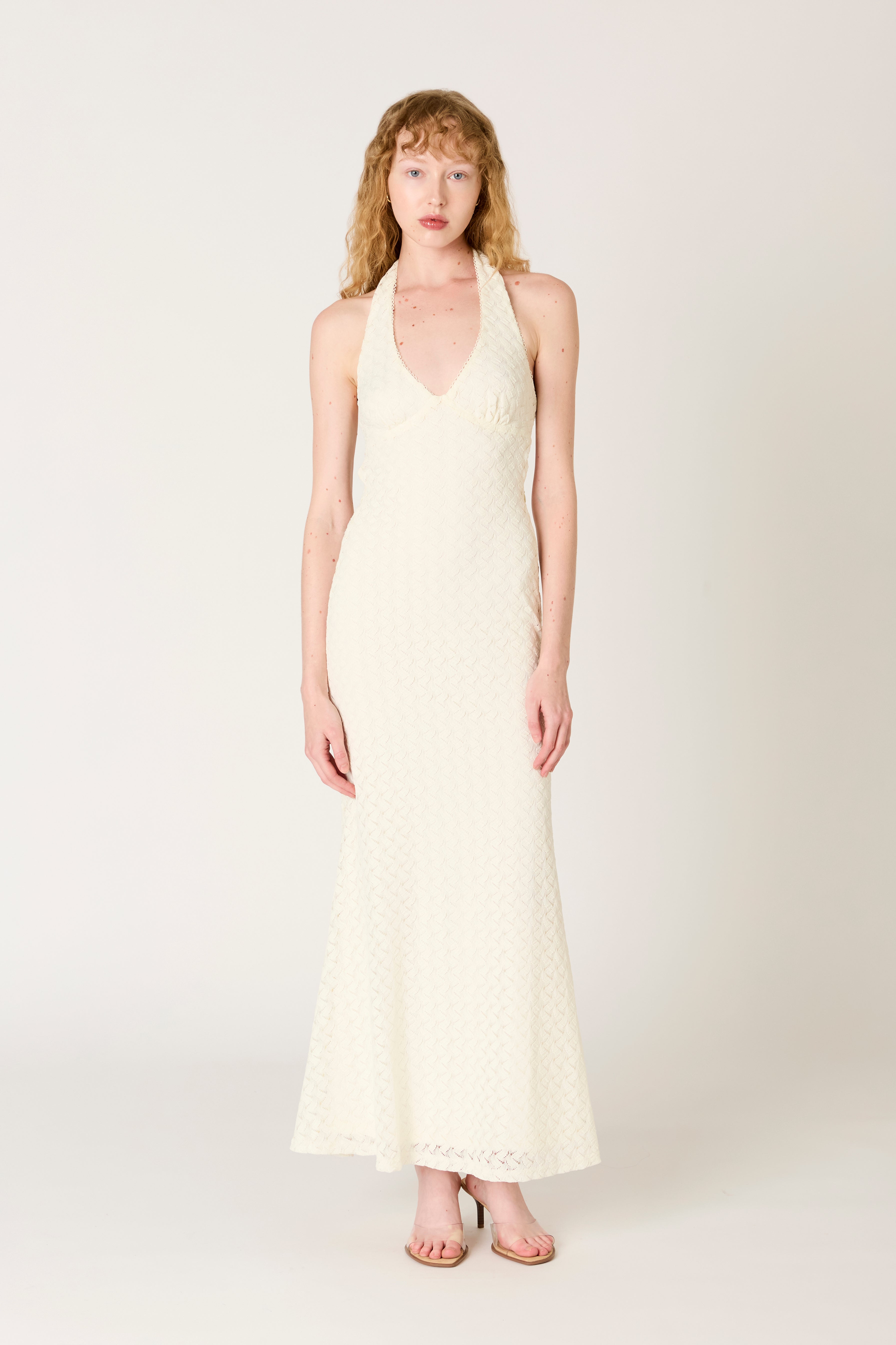 Pluma Dress in ecru front view