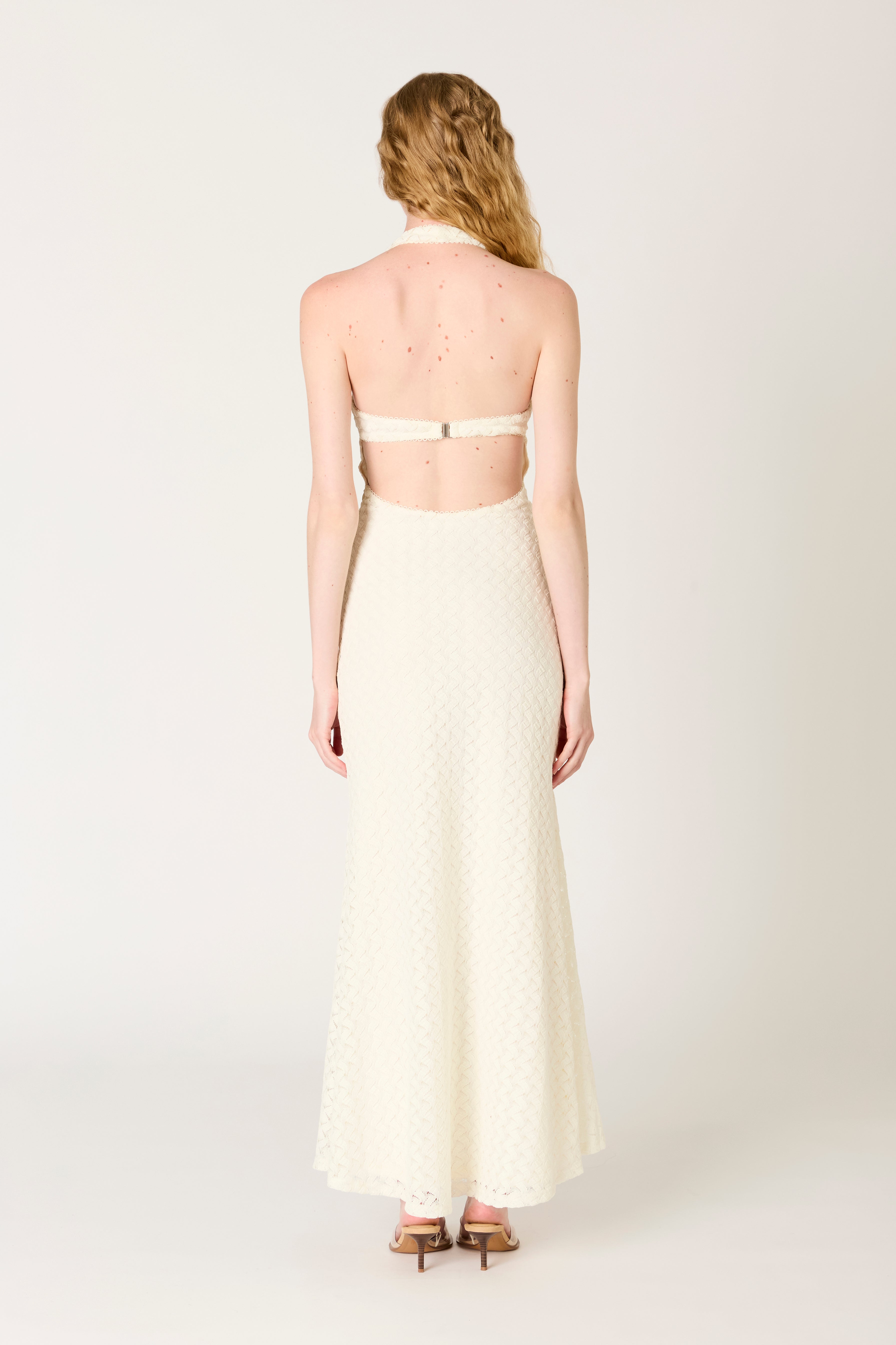 Pluma Dress in ecru back view