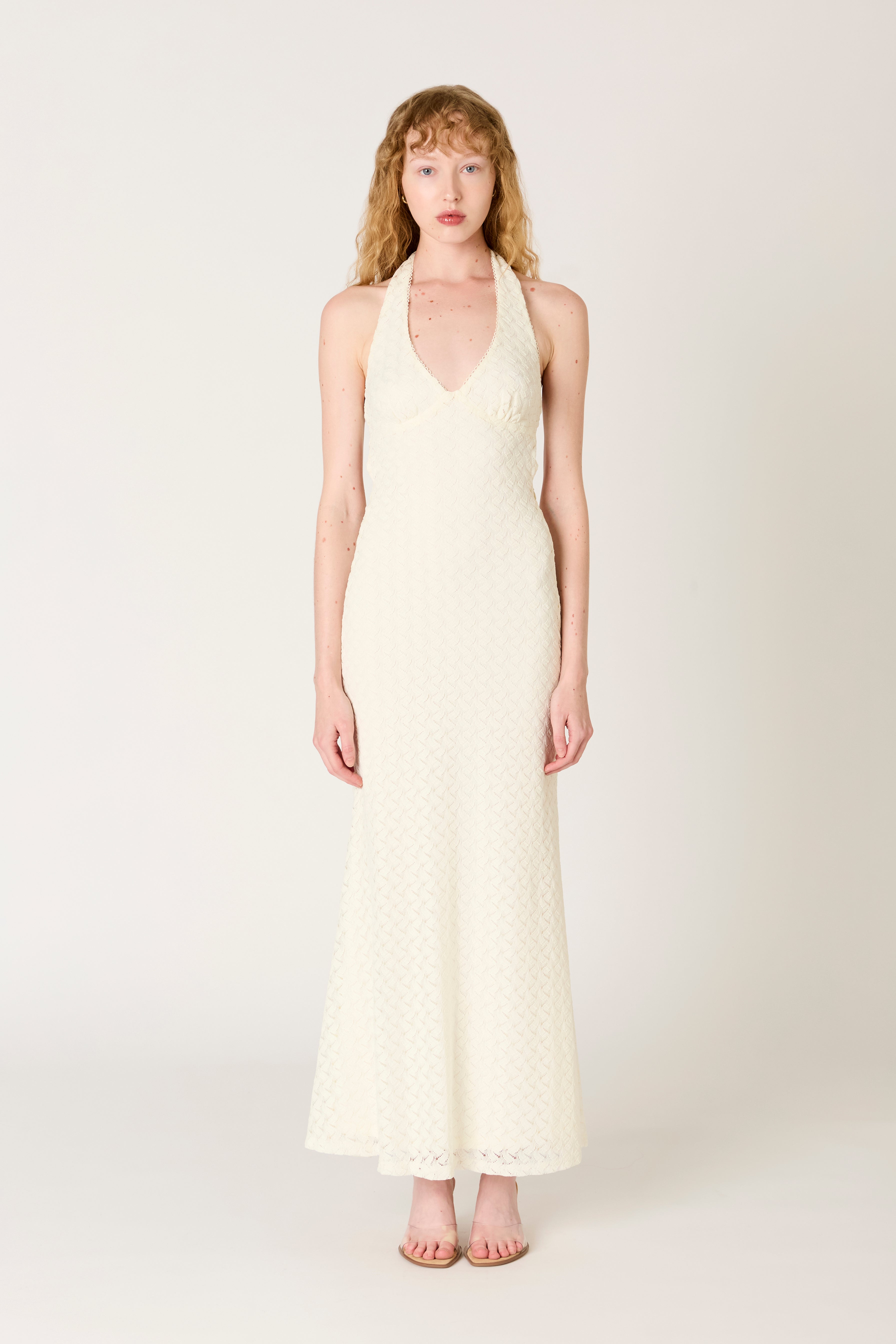 Pluma Dress in ecru front view