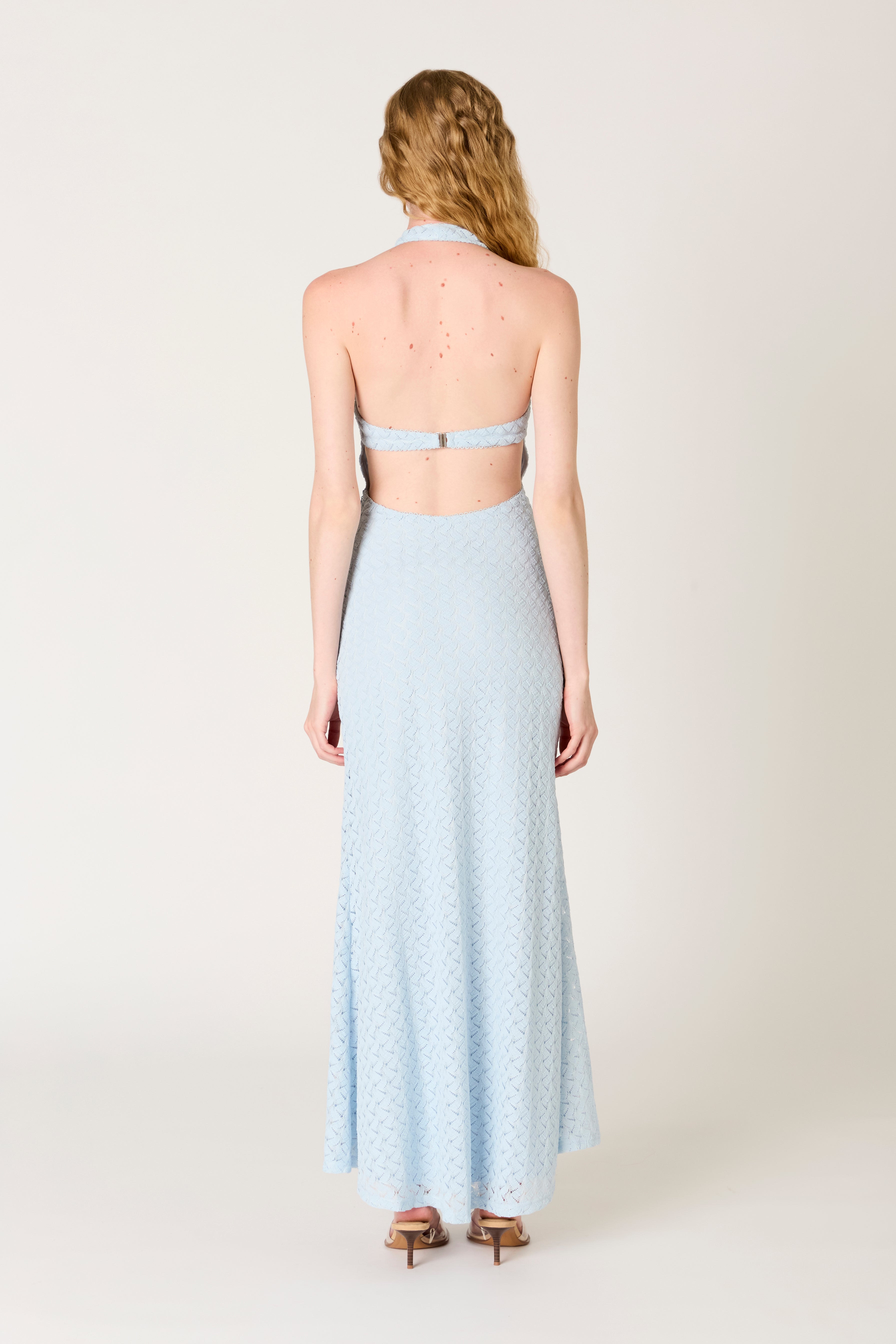 Pluma Dress in sky back view