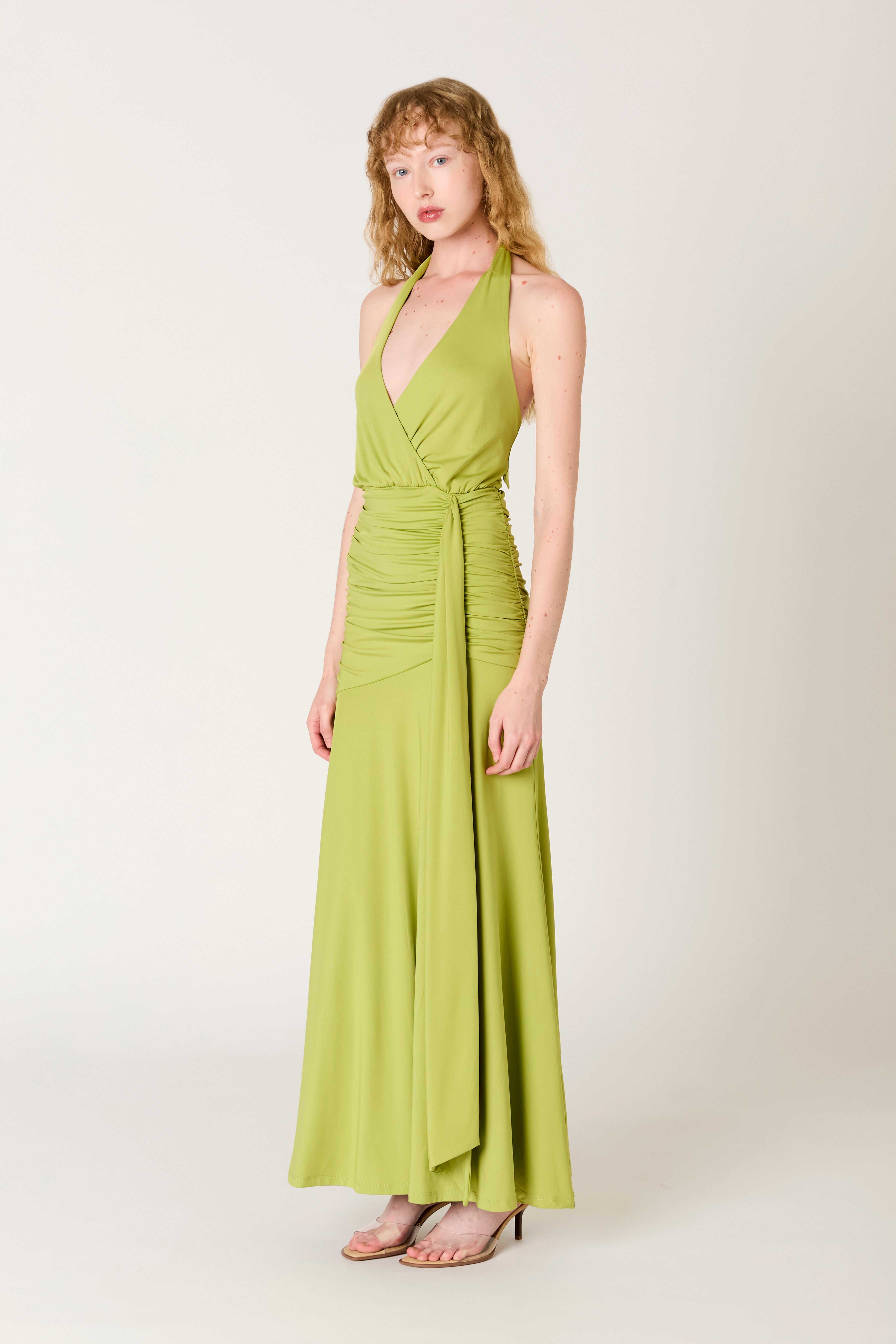 Nayara Dress in matcha side view
