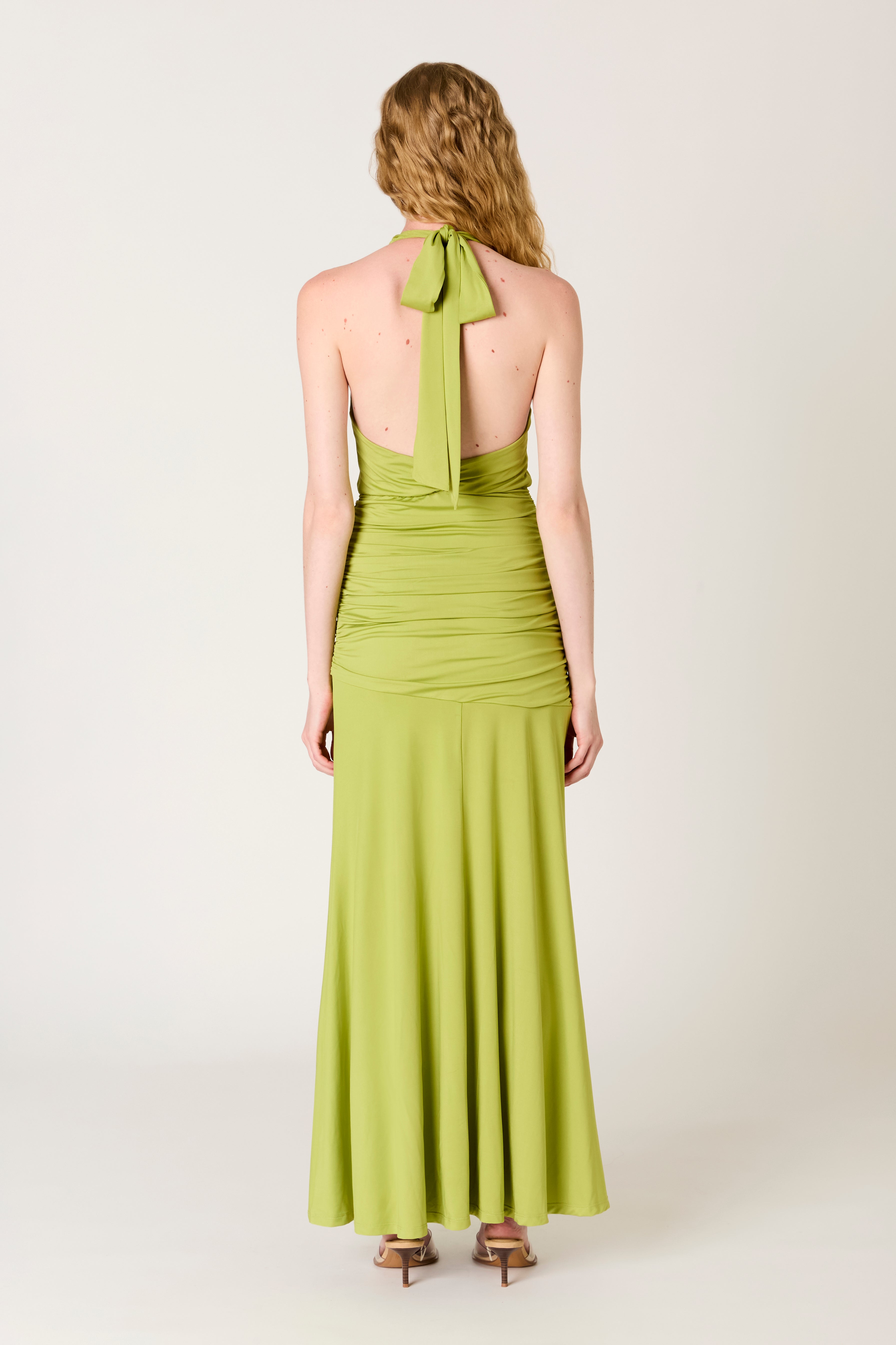 Nayara Dress in matcha back view