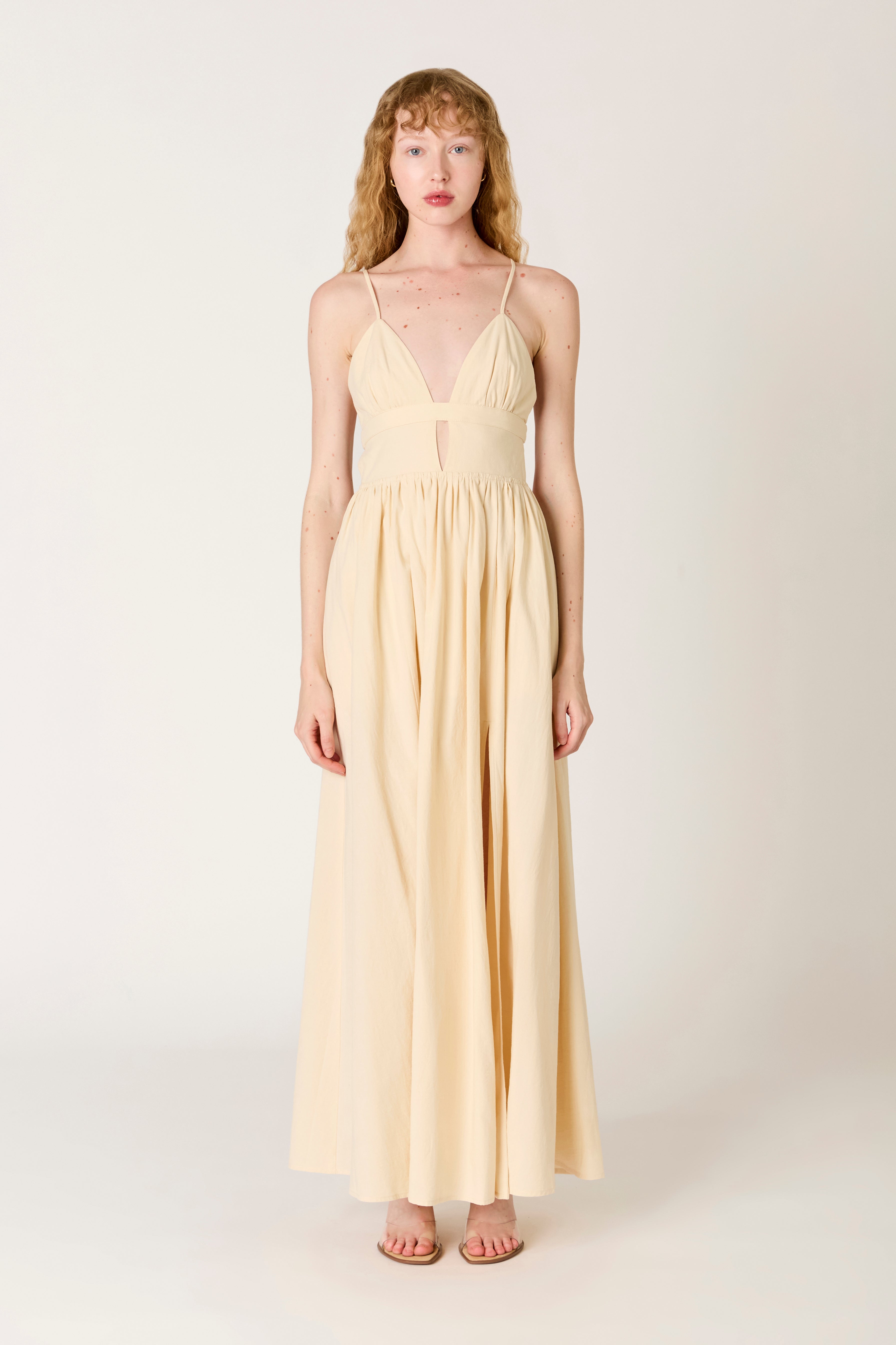 Ibiza Dress in ecru front view