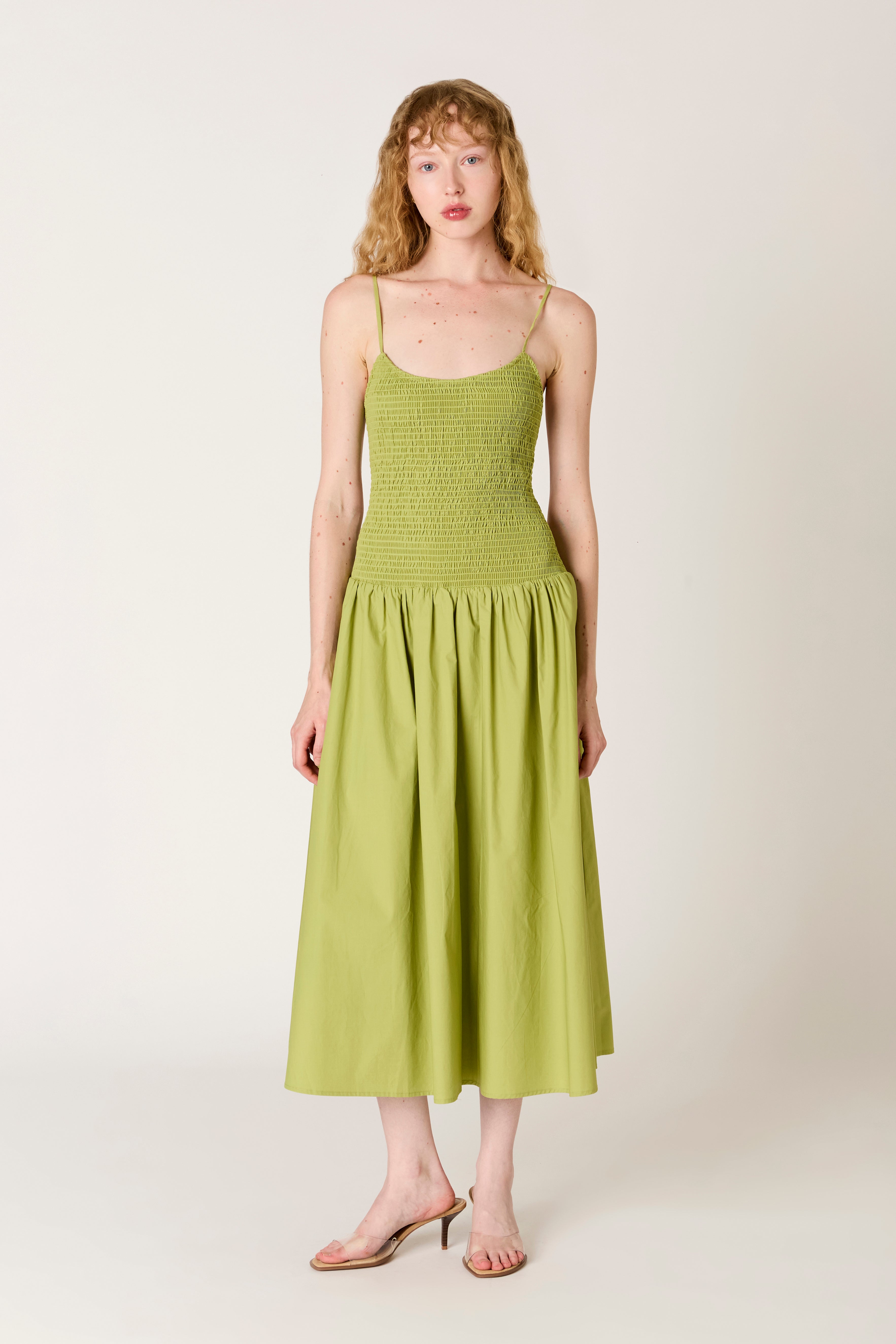 Granada Dress in terragon front view