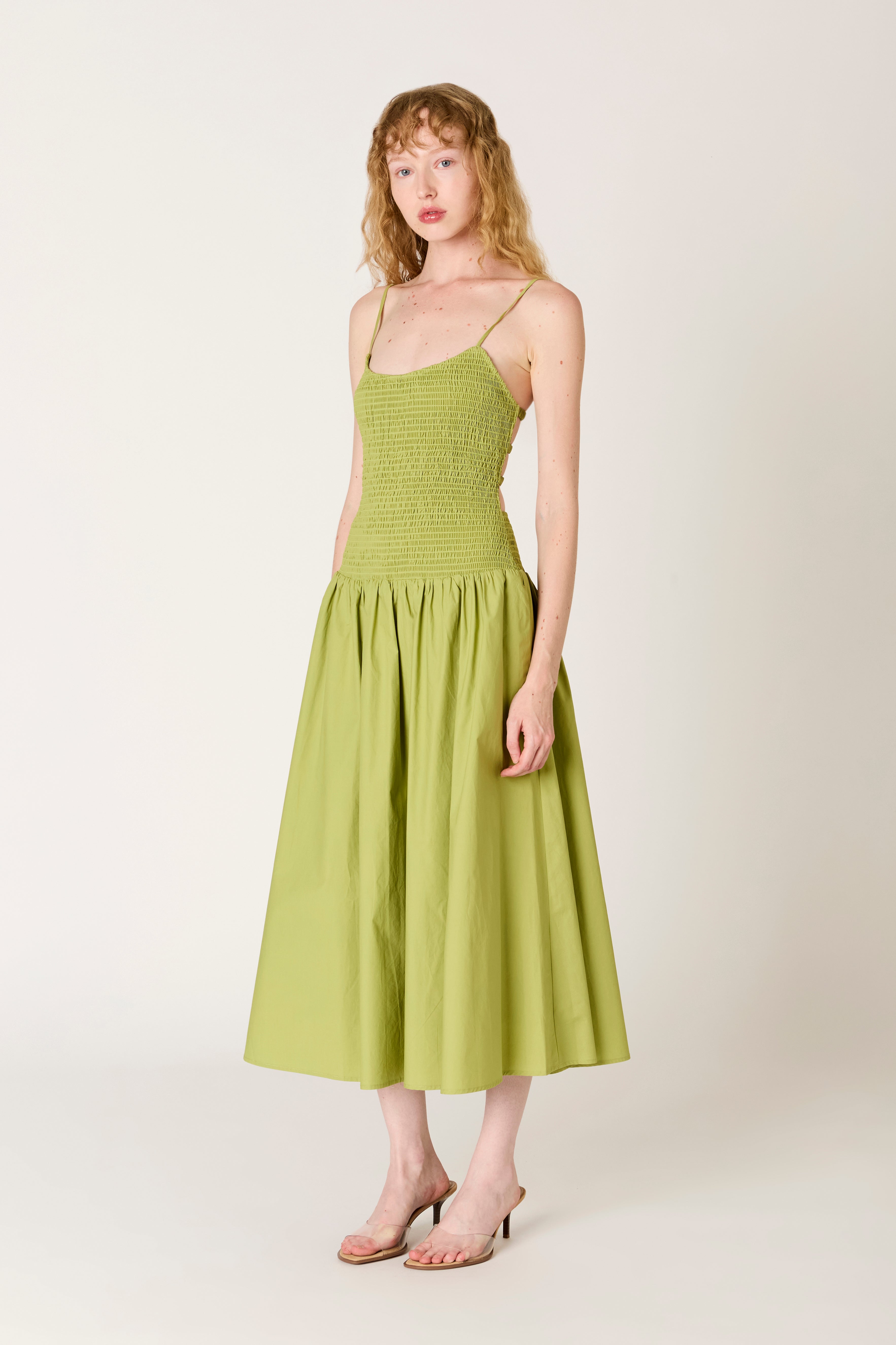 Granada Dress in terragon side view