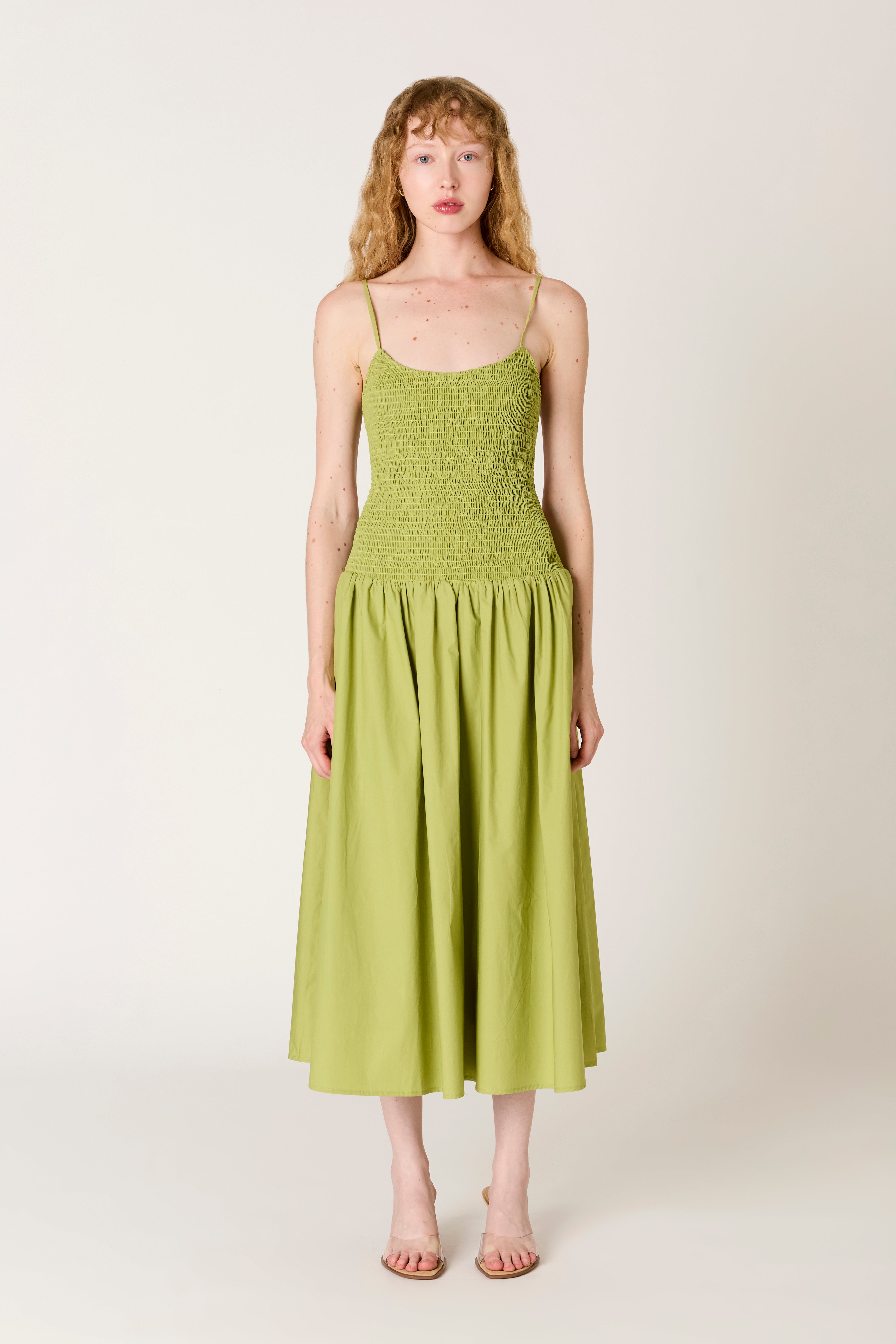 Granada Dress in terragon front view