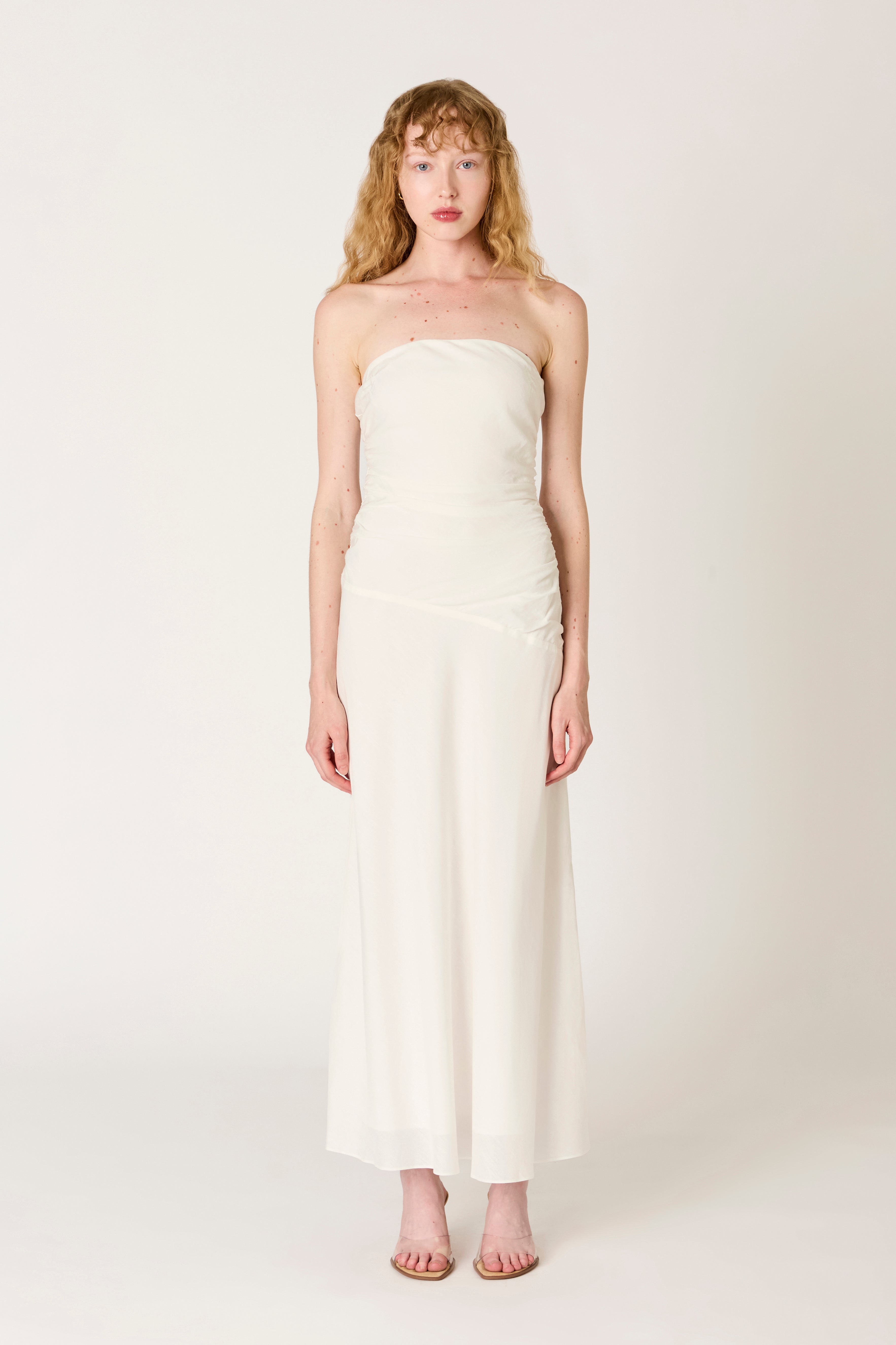 Caricia Dress in white front view