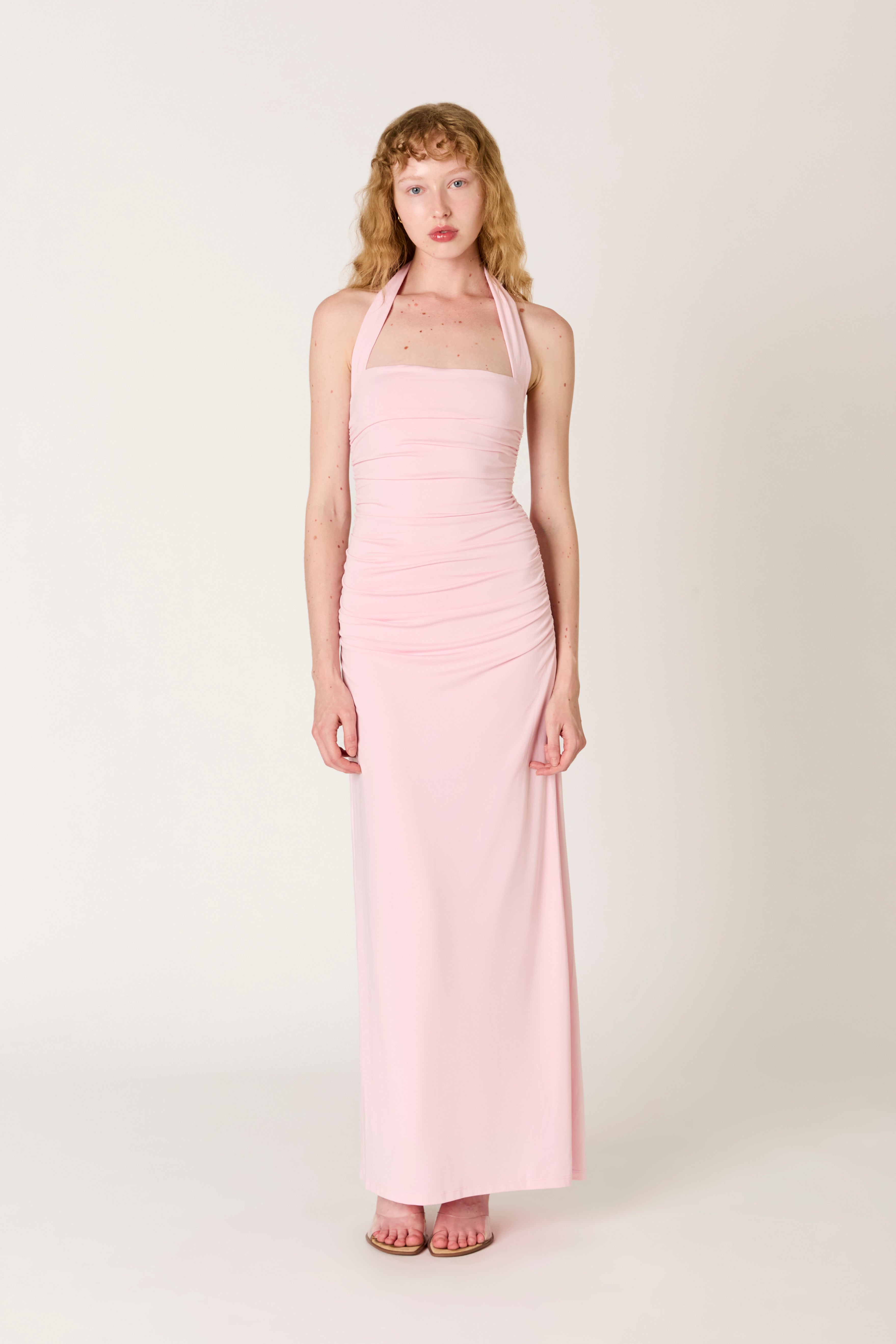 Aliento Dress in blush front view