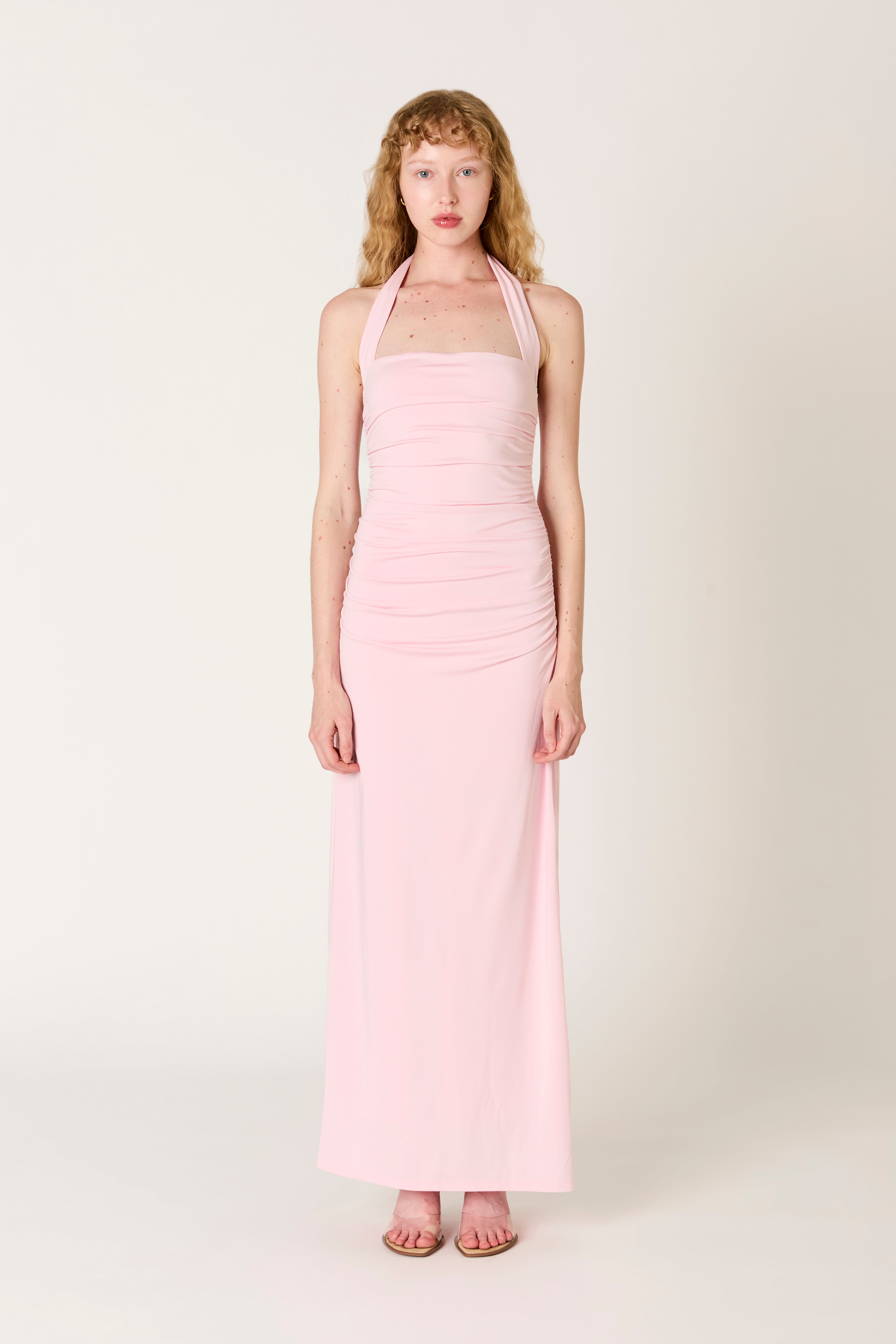 Aliento Dress in blush front view