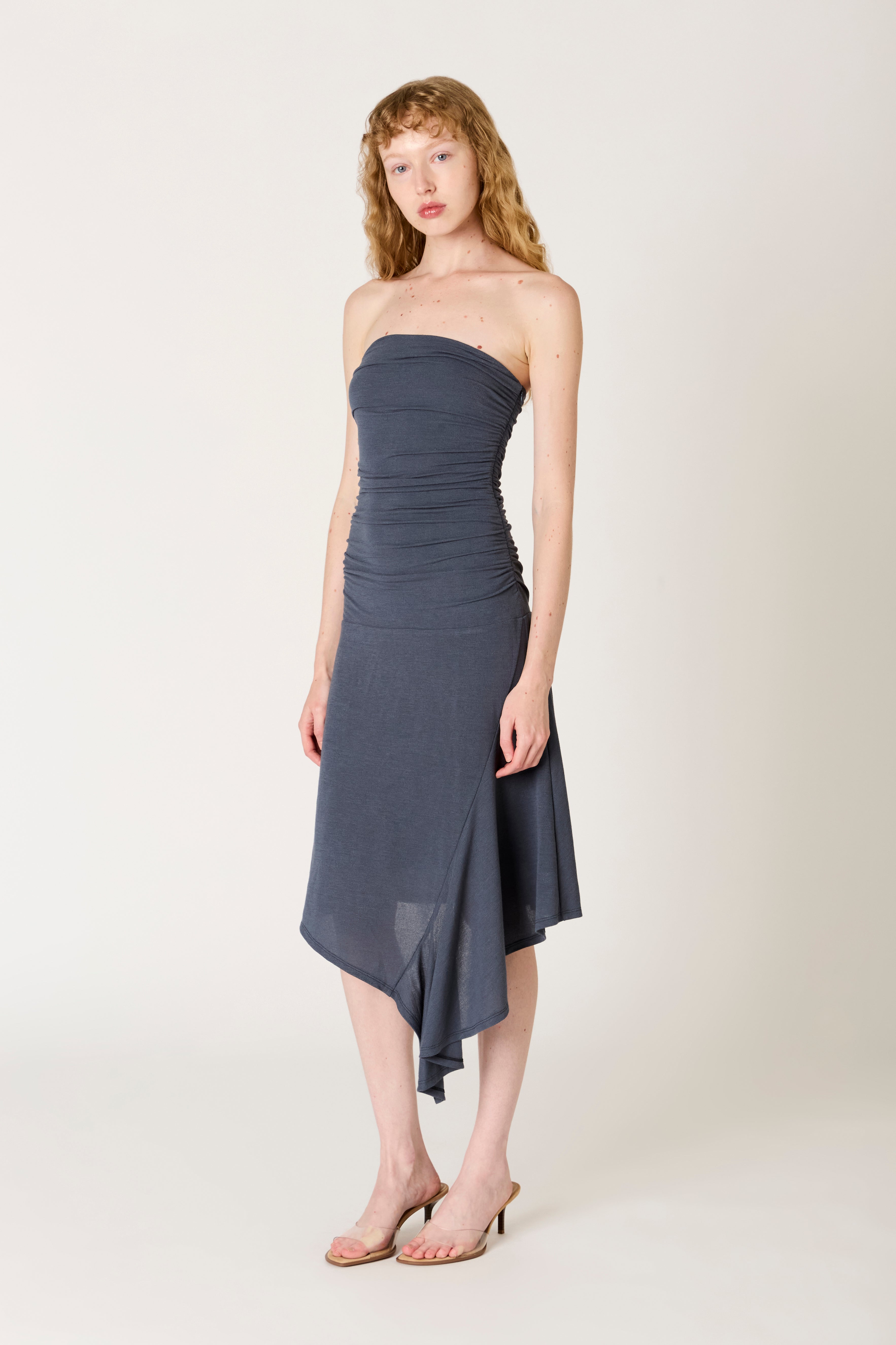Sabela Dress in indigo side view
