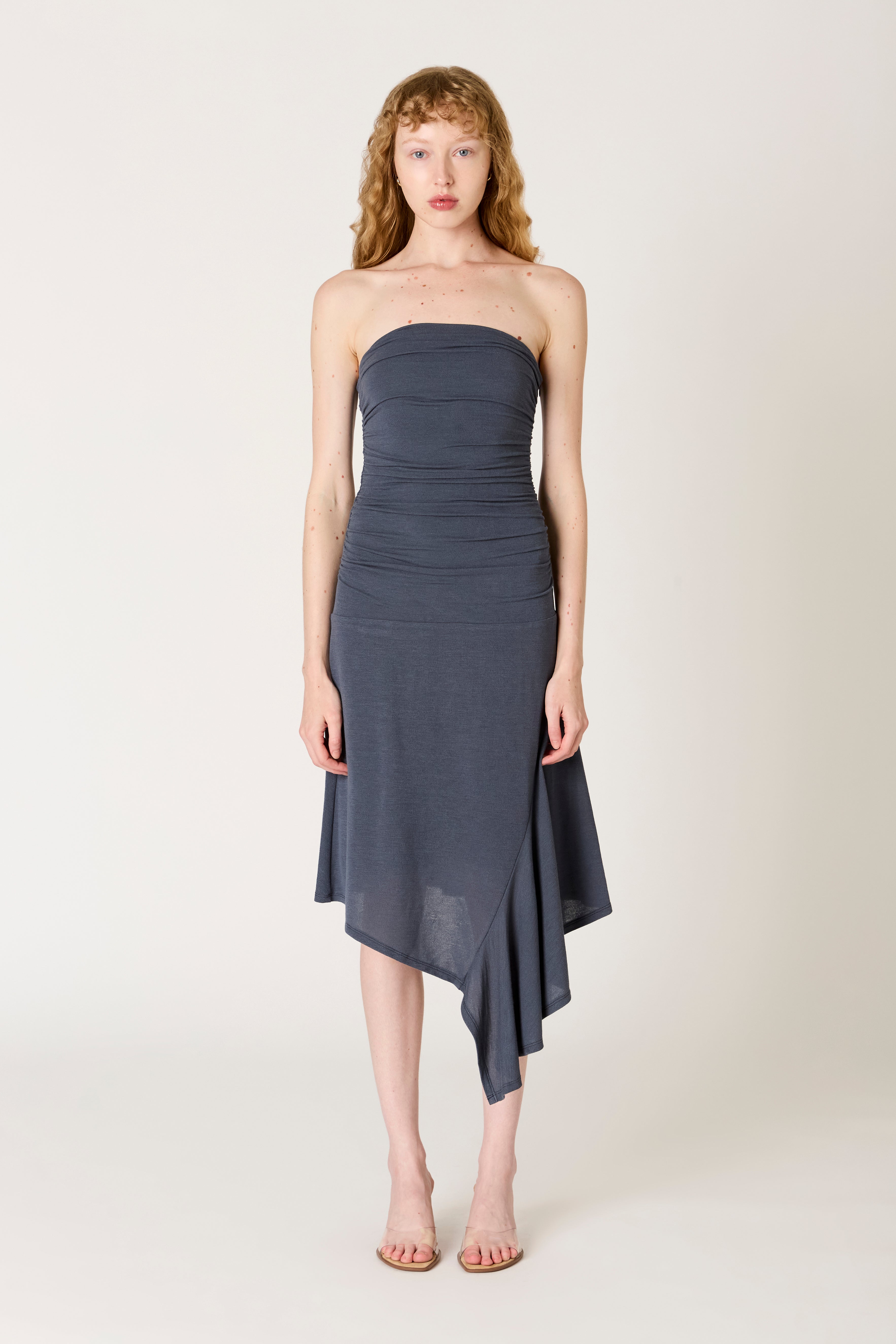 Sabela Dress in indigo front view