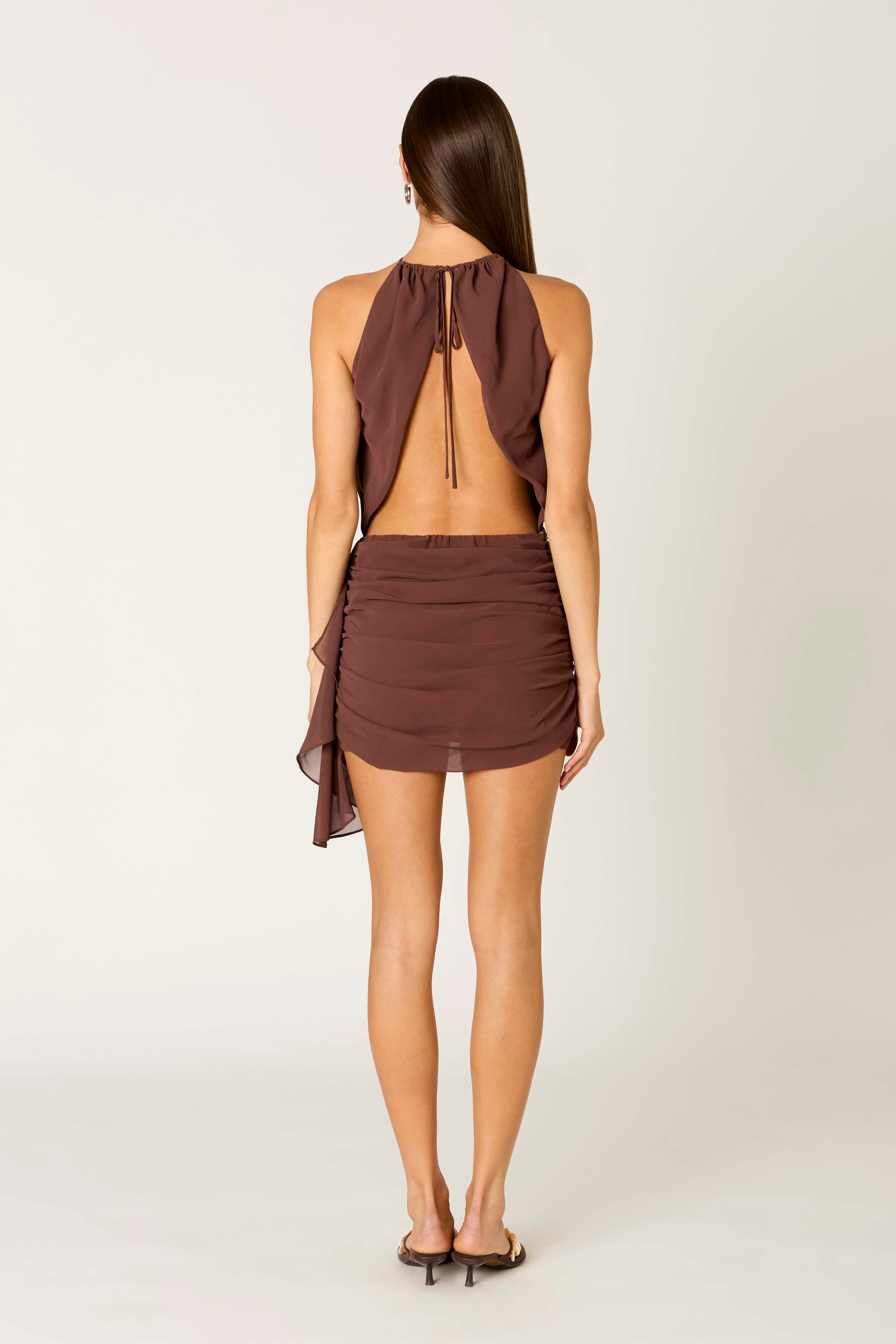 Lorenzo Dress in chocolate back view
