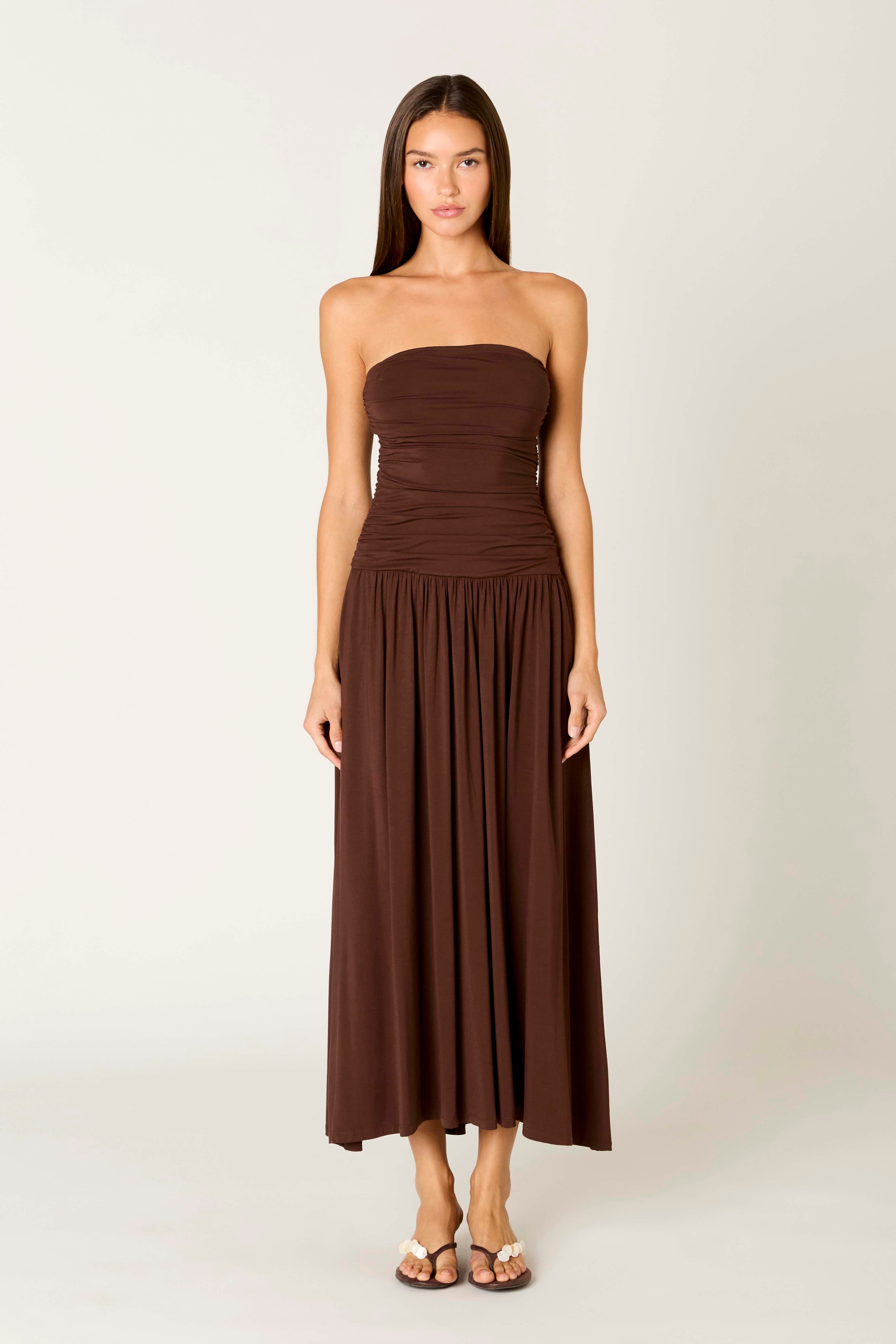 Viscose Santal Dress in java front view