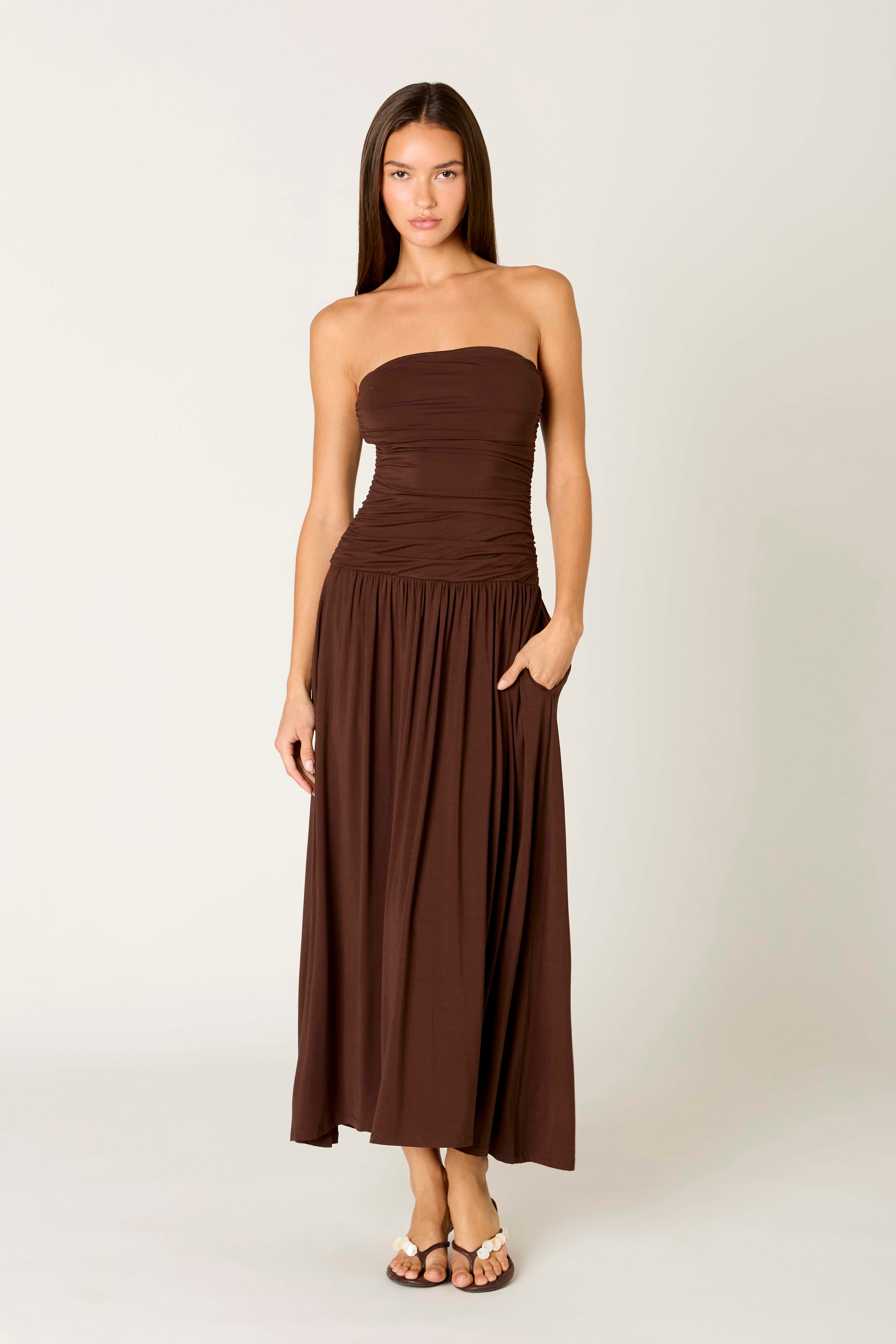 Viscose Santal Dress in java front view