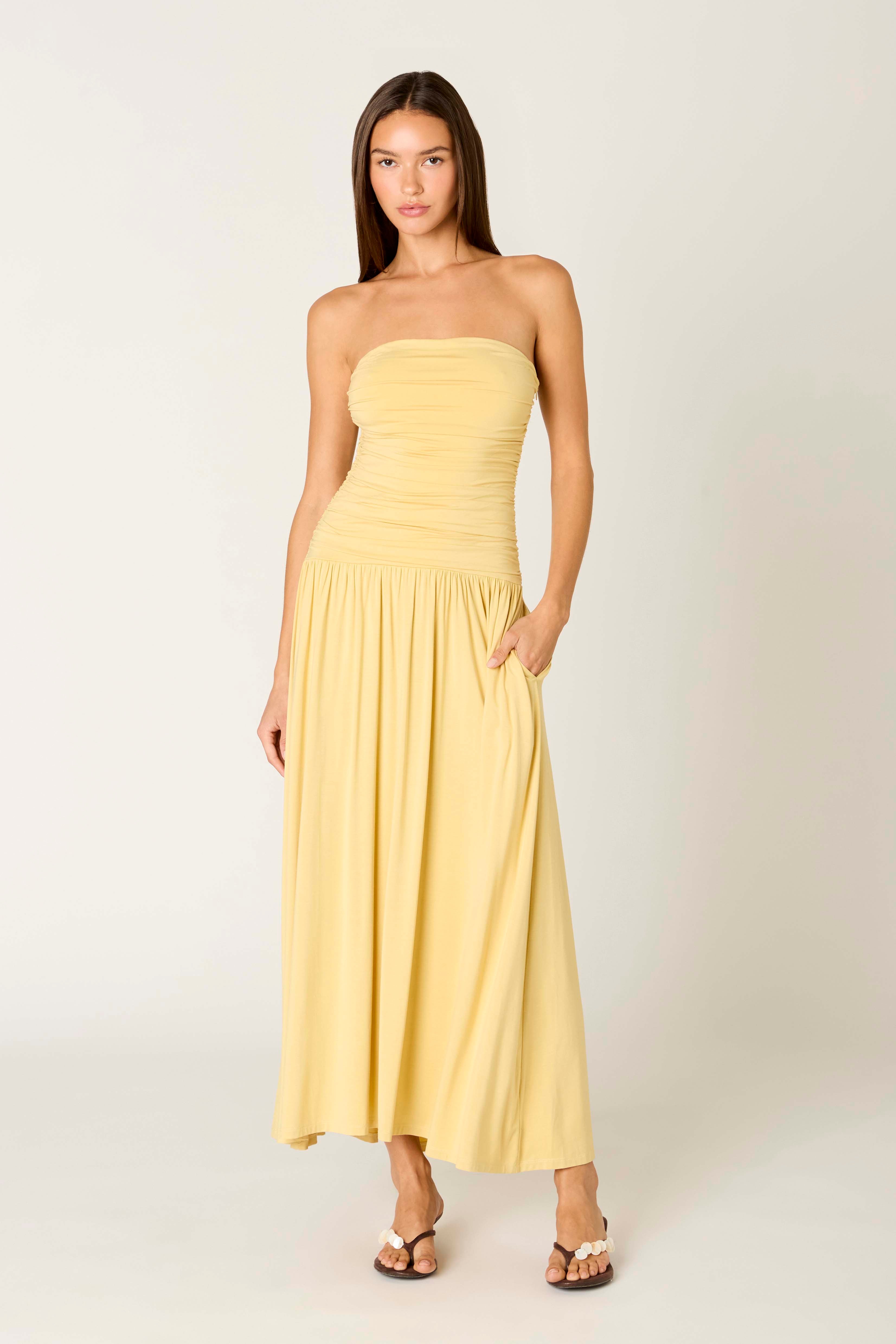 Viscose Santal Dress in maize front view