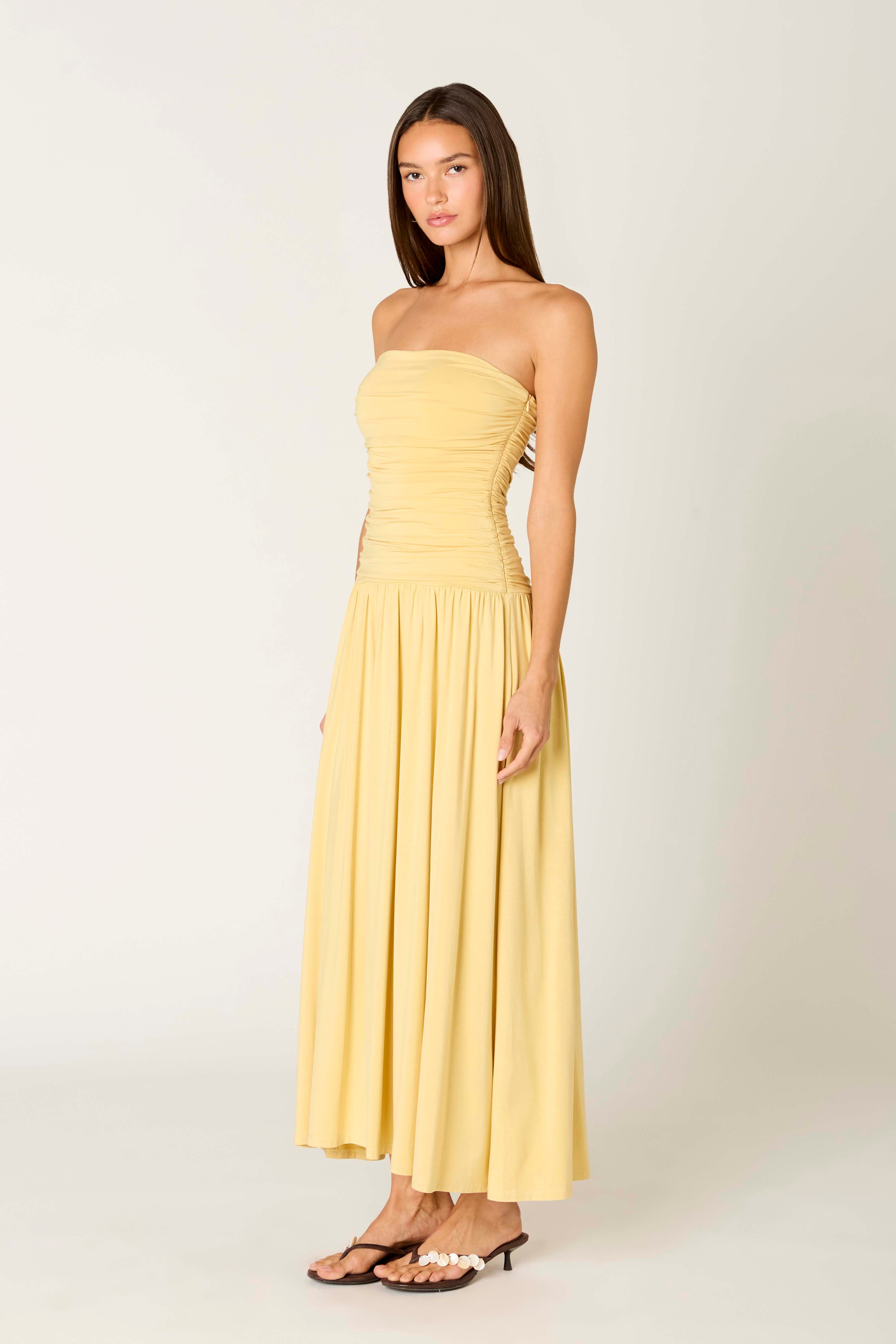 Viscose Santal Dress in maize side view