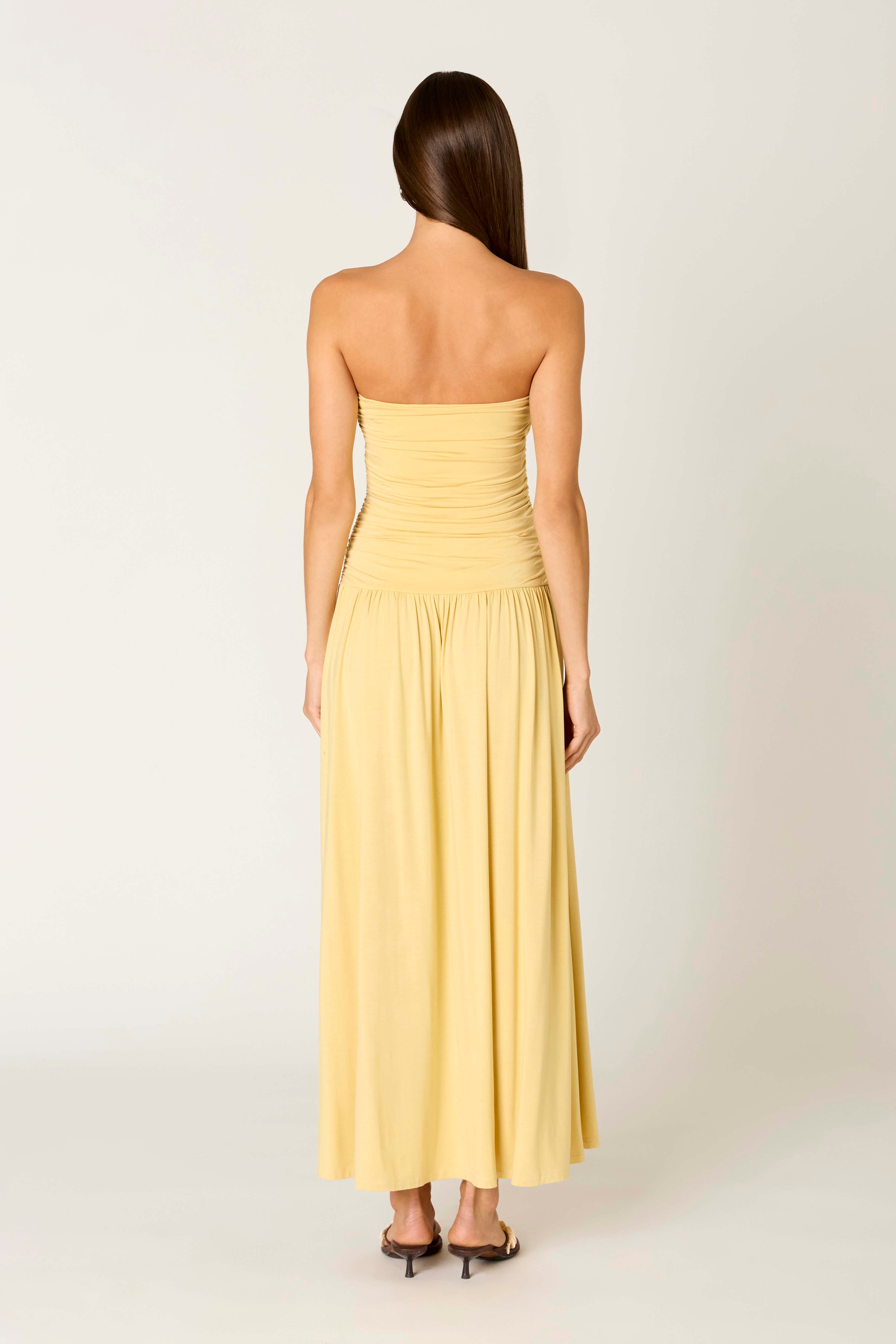 Viscose Santal Dress in maize back view