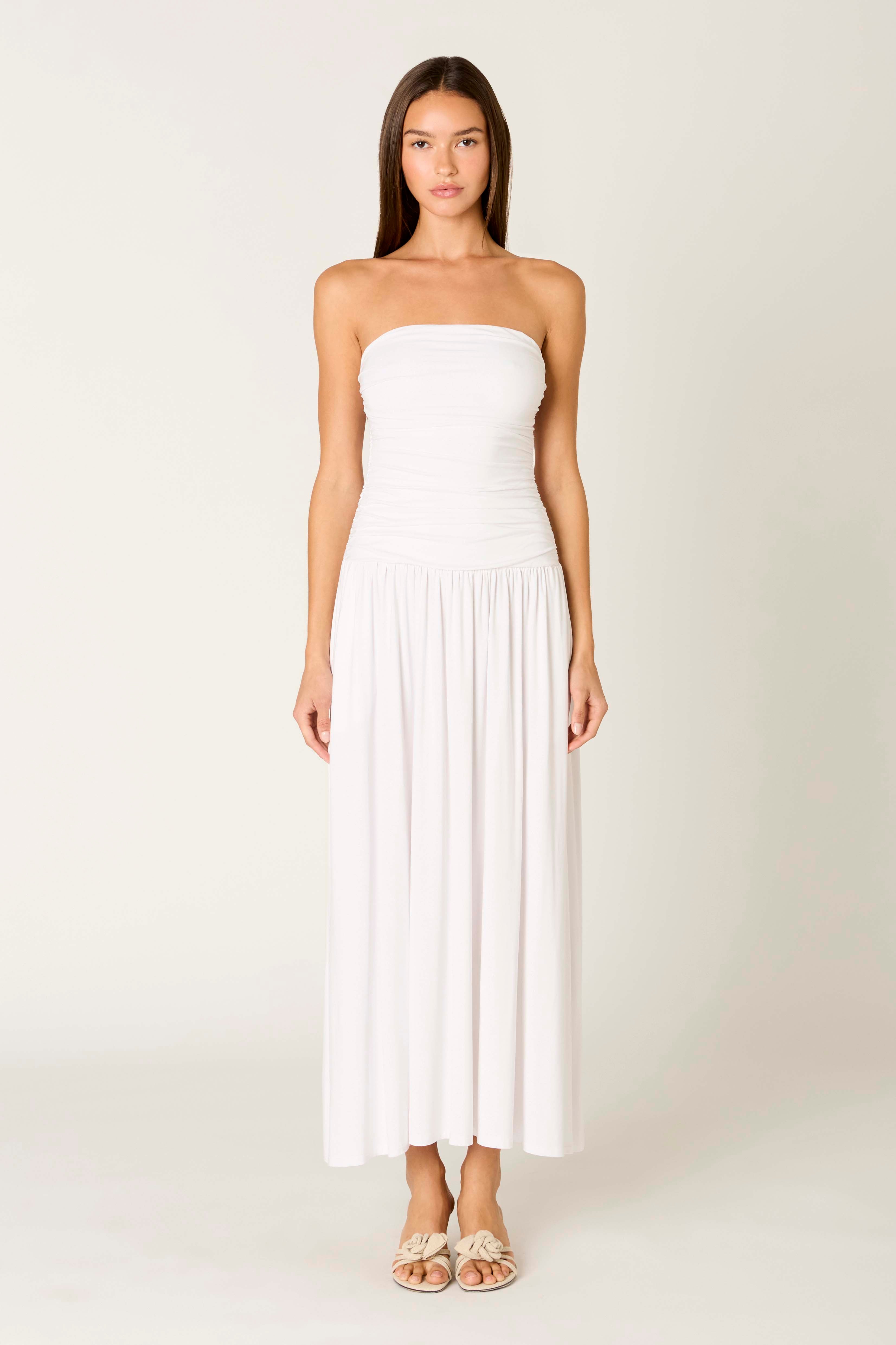 Viscose Santal Dress in white front view