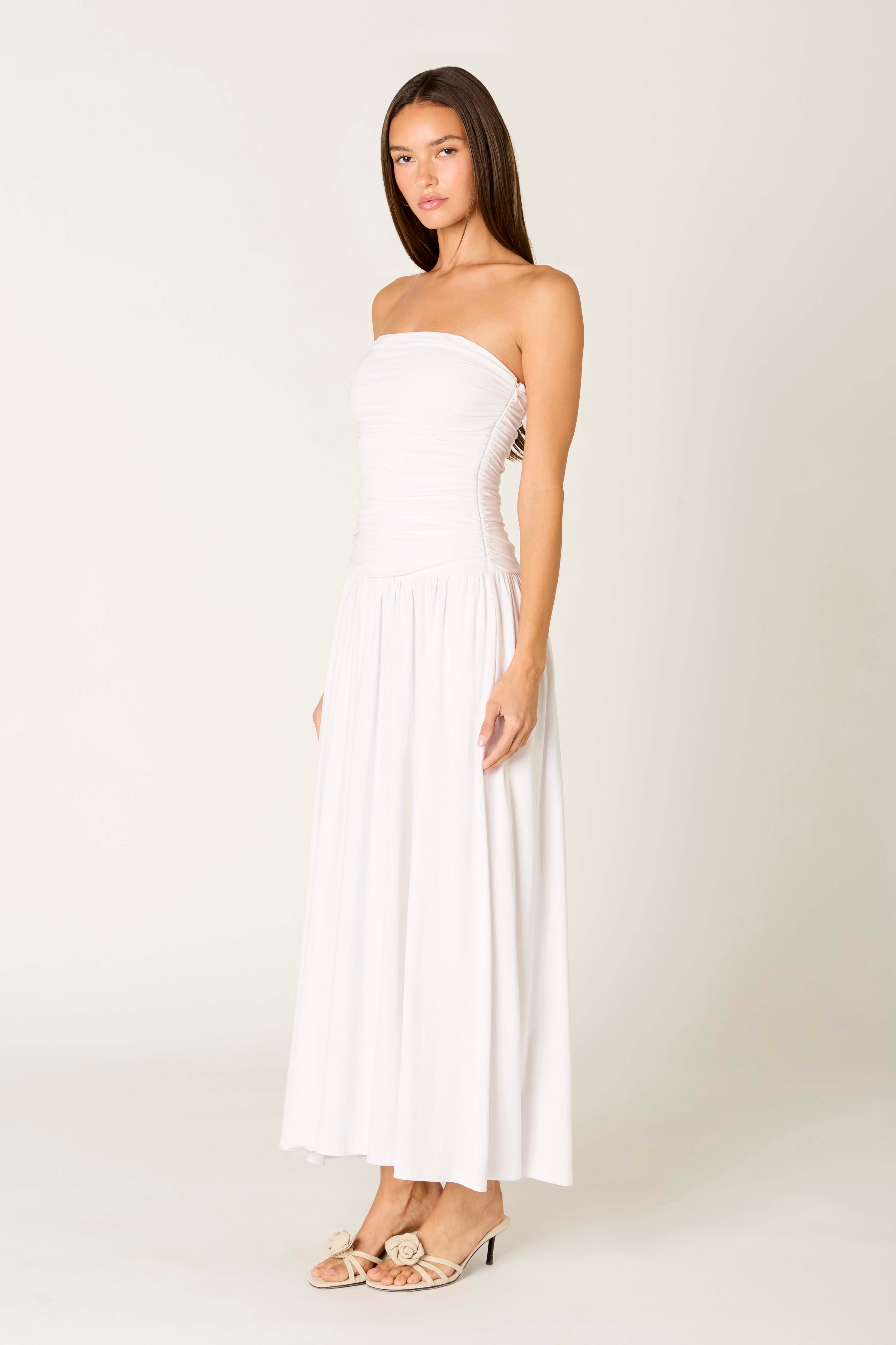 Viscose Santal Dress in white side view