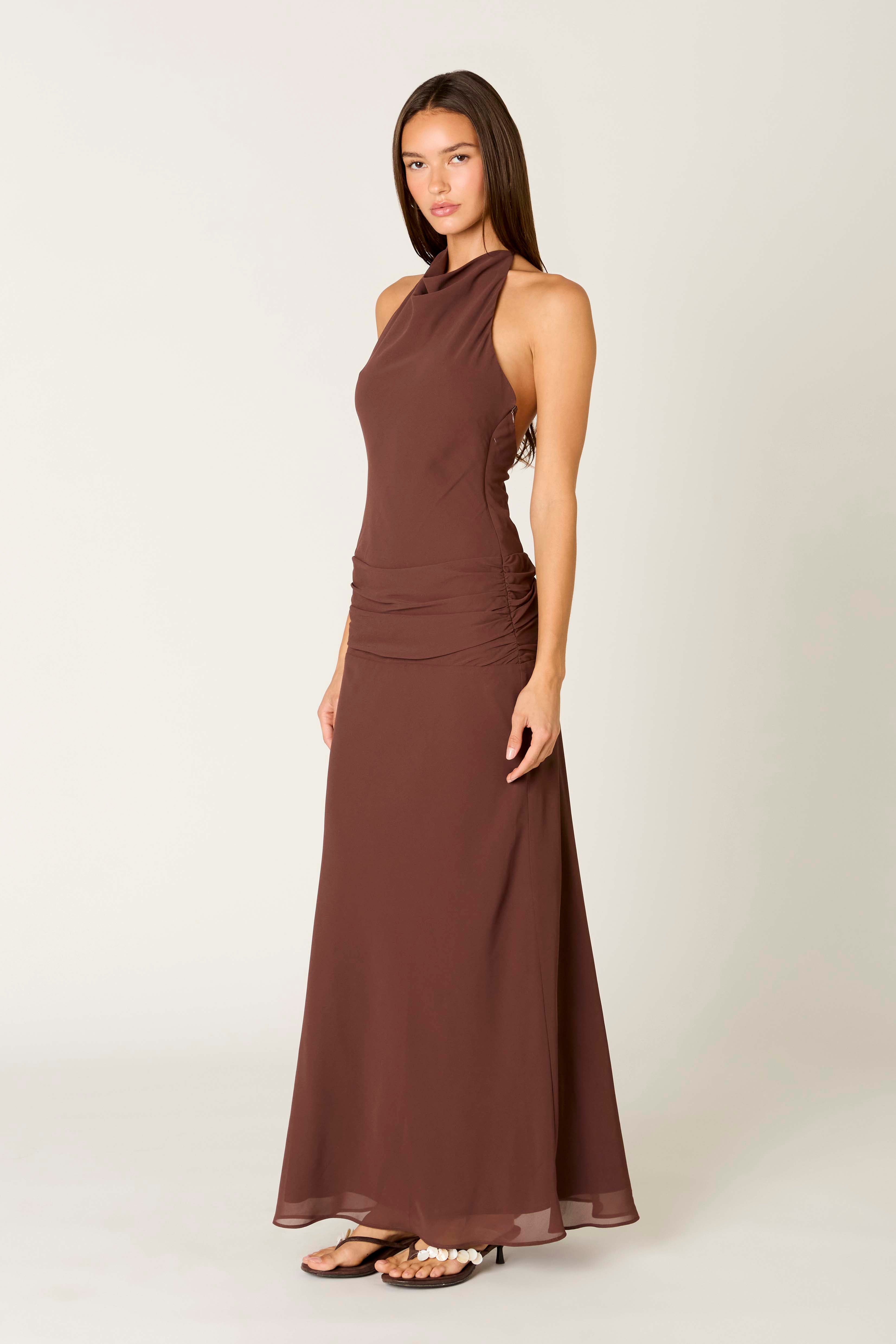 Giulia Dress in chocolate side view