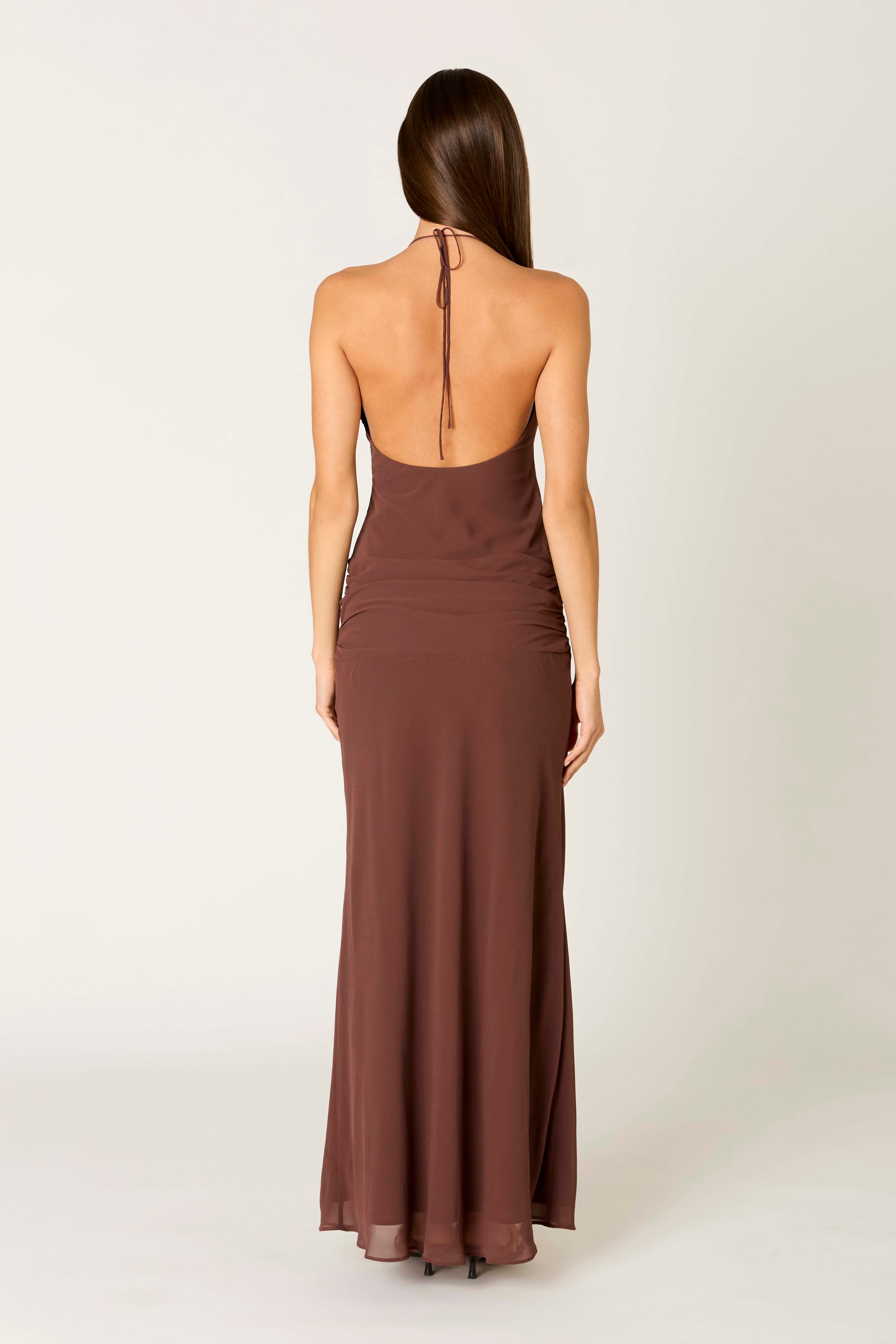 Giulia Dress in chocolate back view