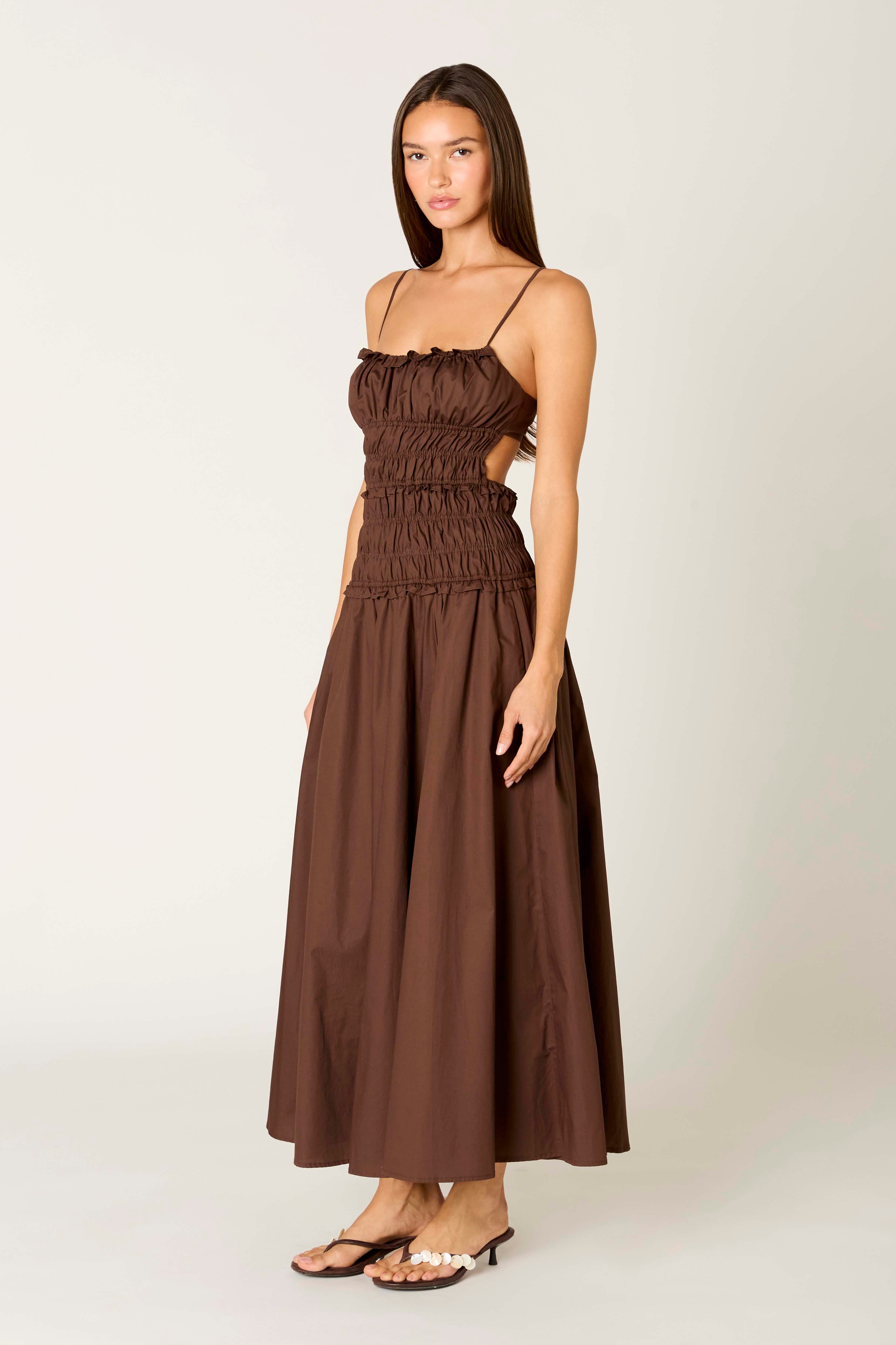 Dante Dress in coffee side view