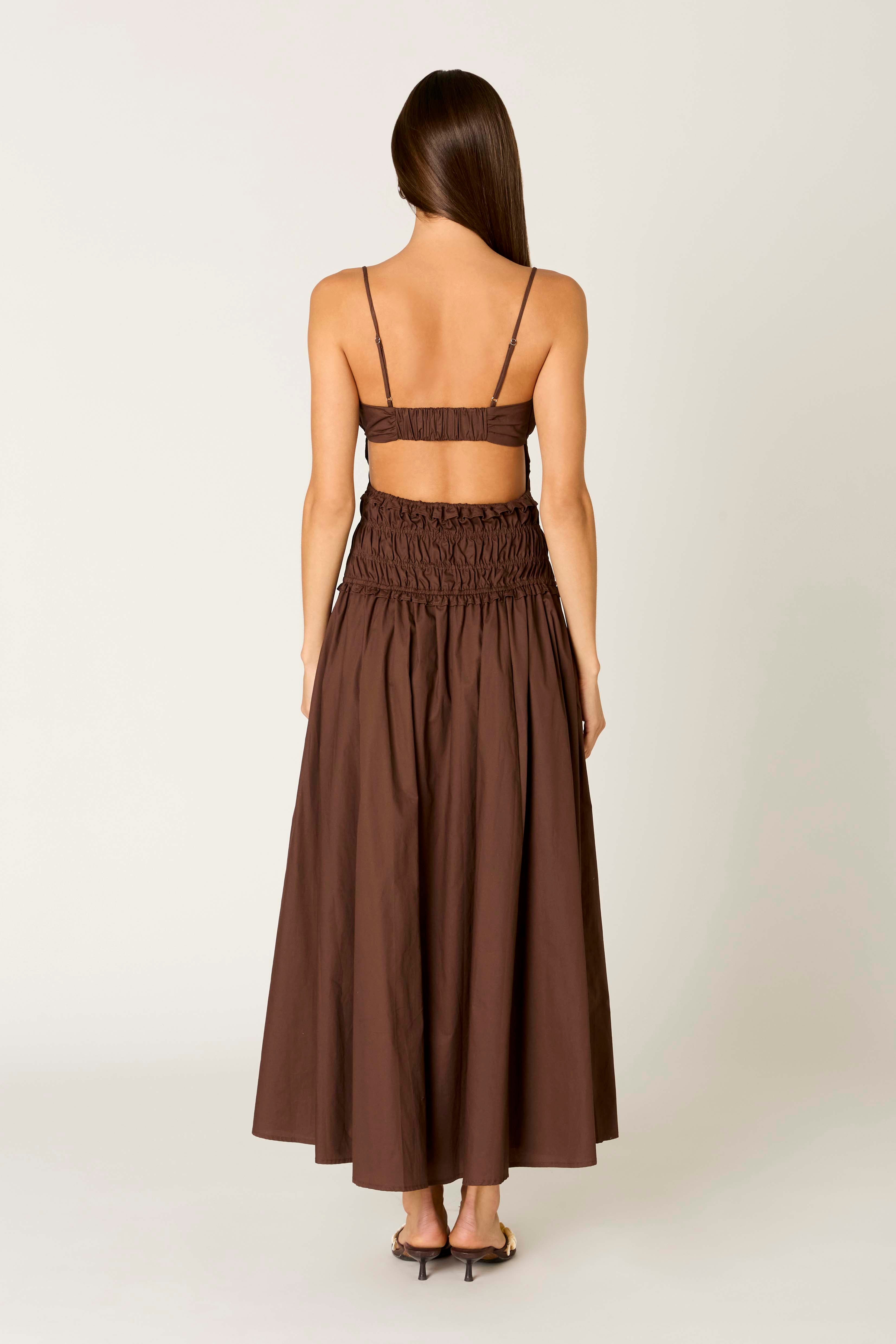 Dante Dress in coffee back view