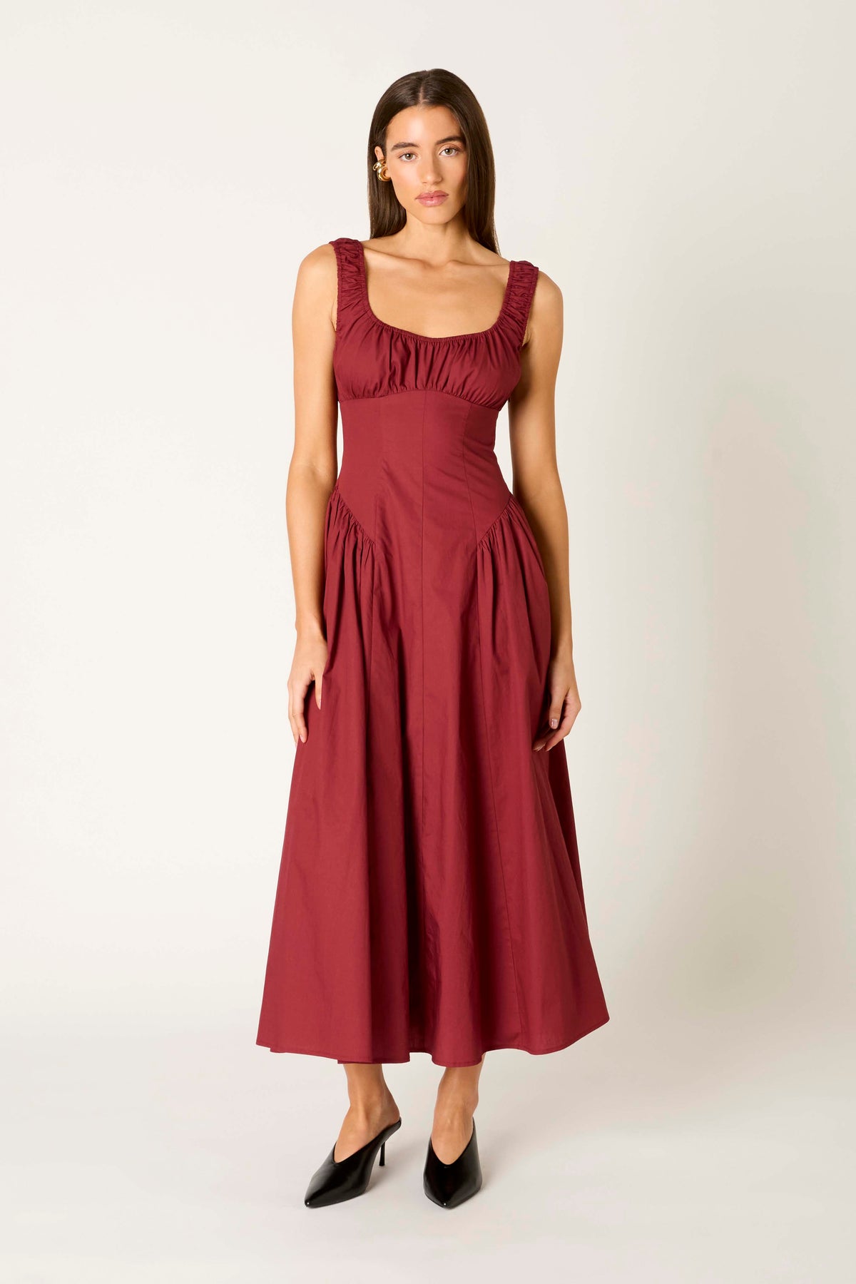 Vittoria Dress in merlot front view