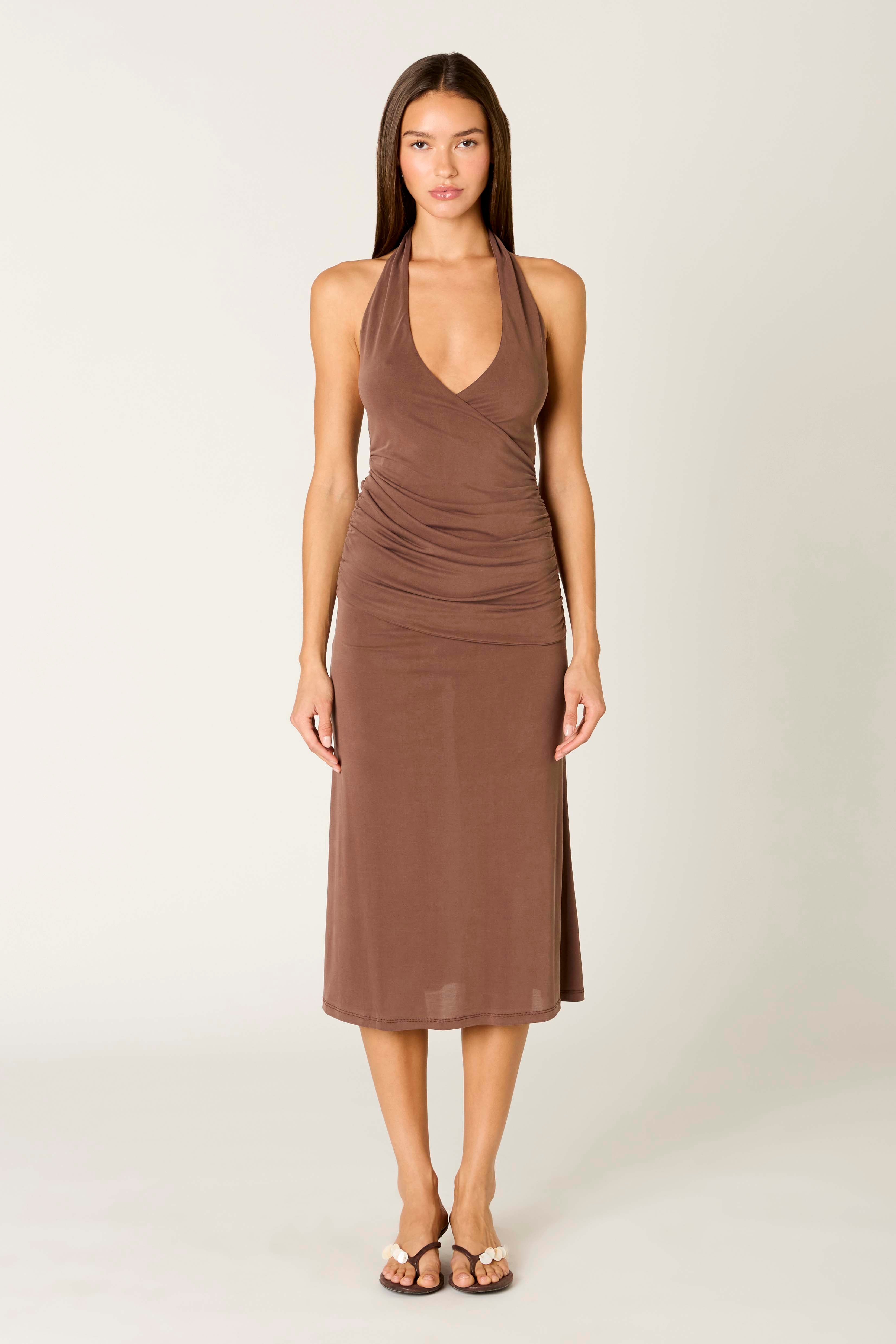 Marina Dress in java front view