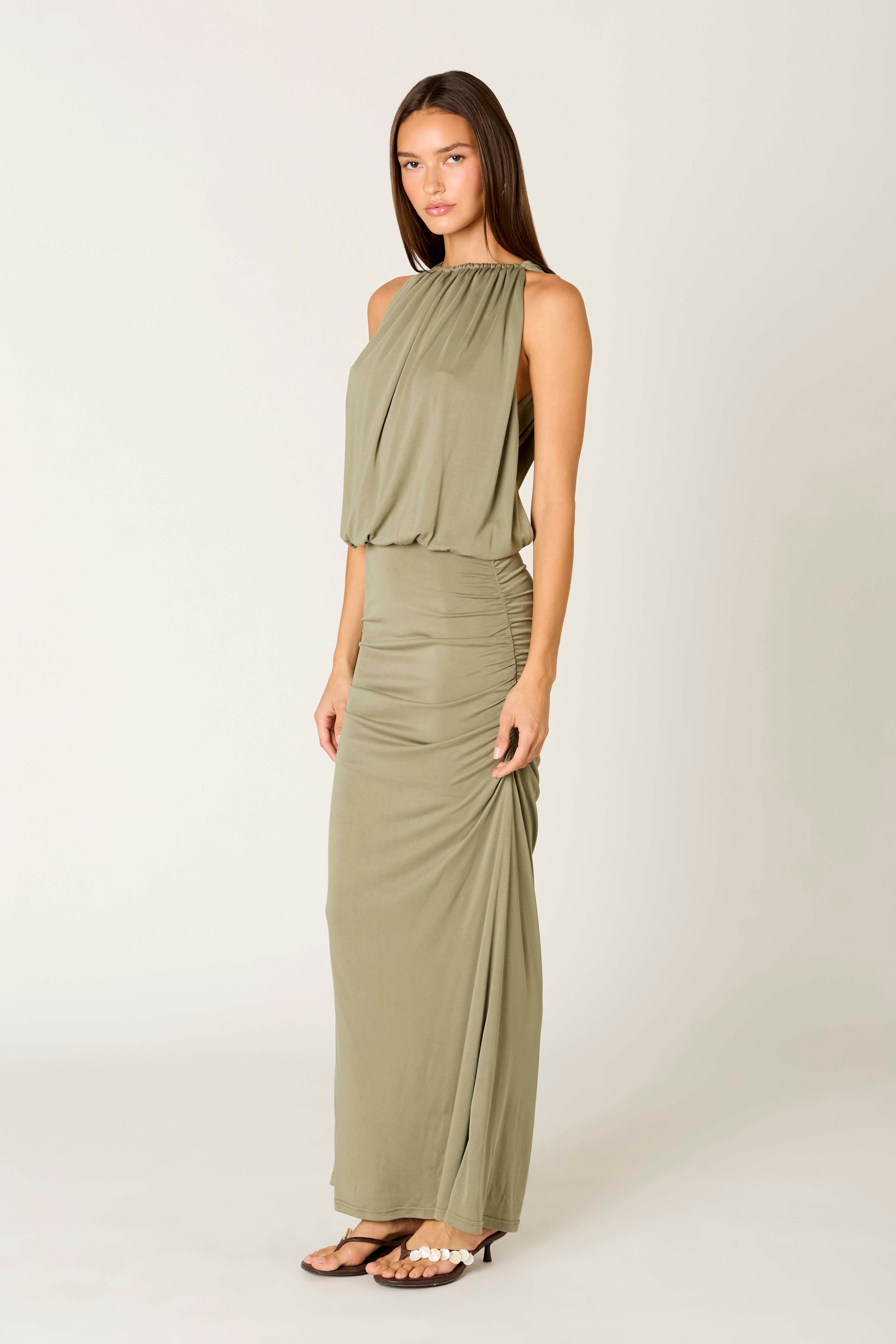 Sebastiano Dress in olive side view