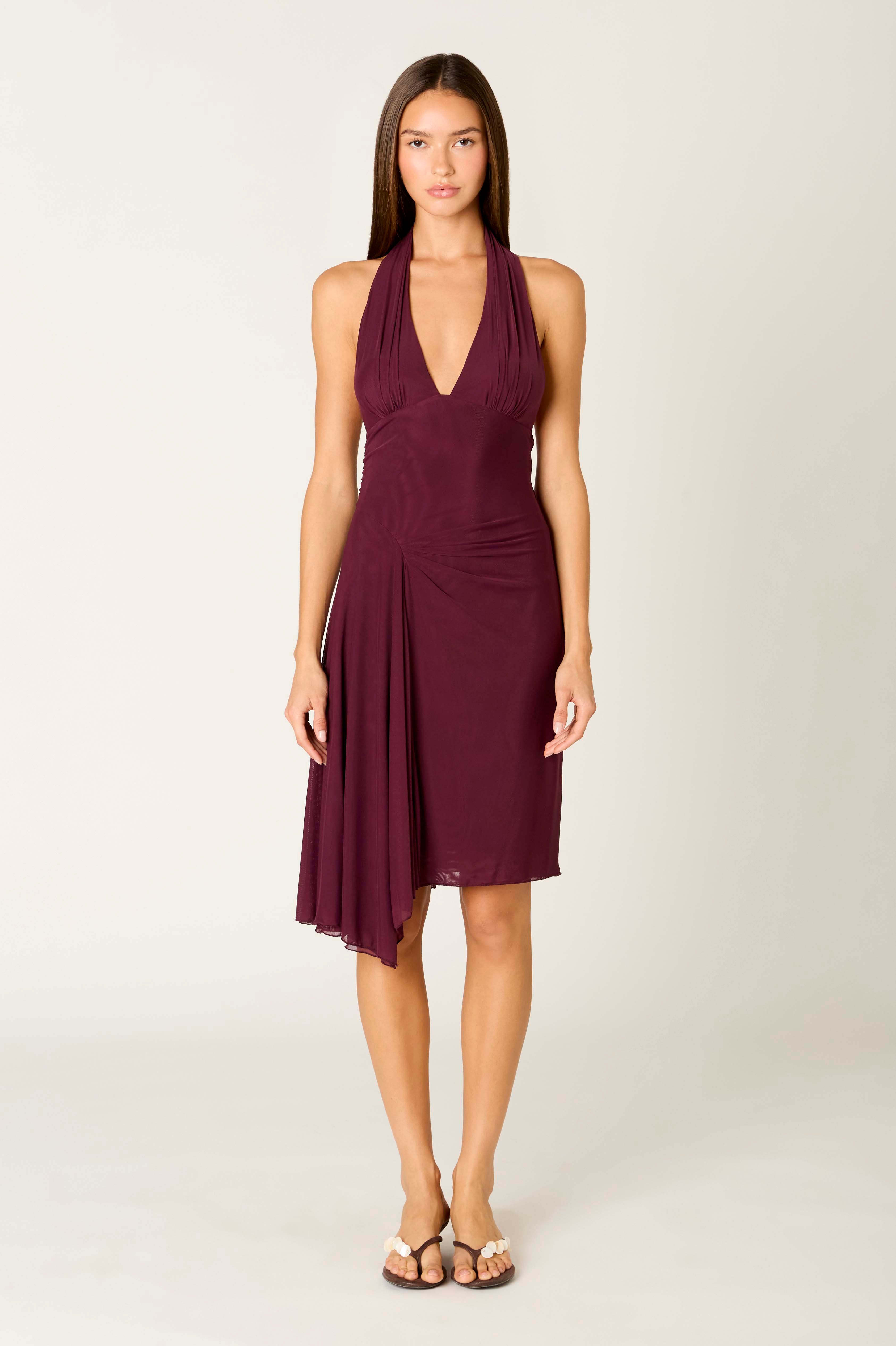 Chiara Dress in plum front view