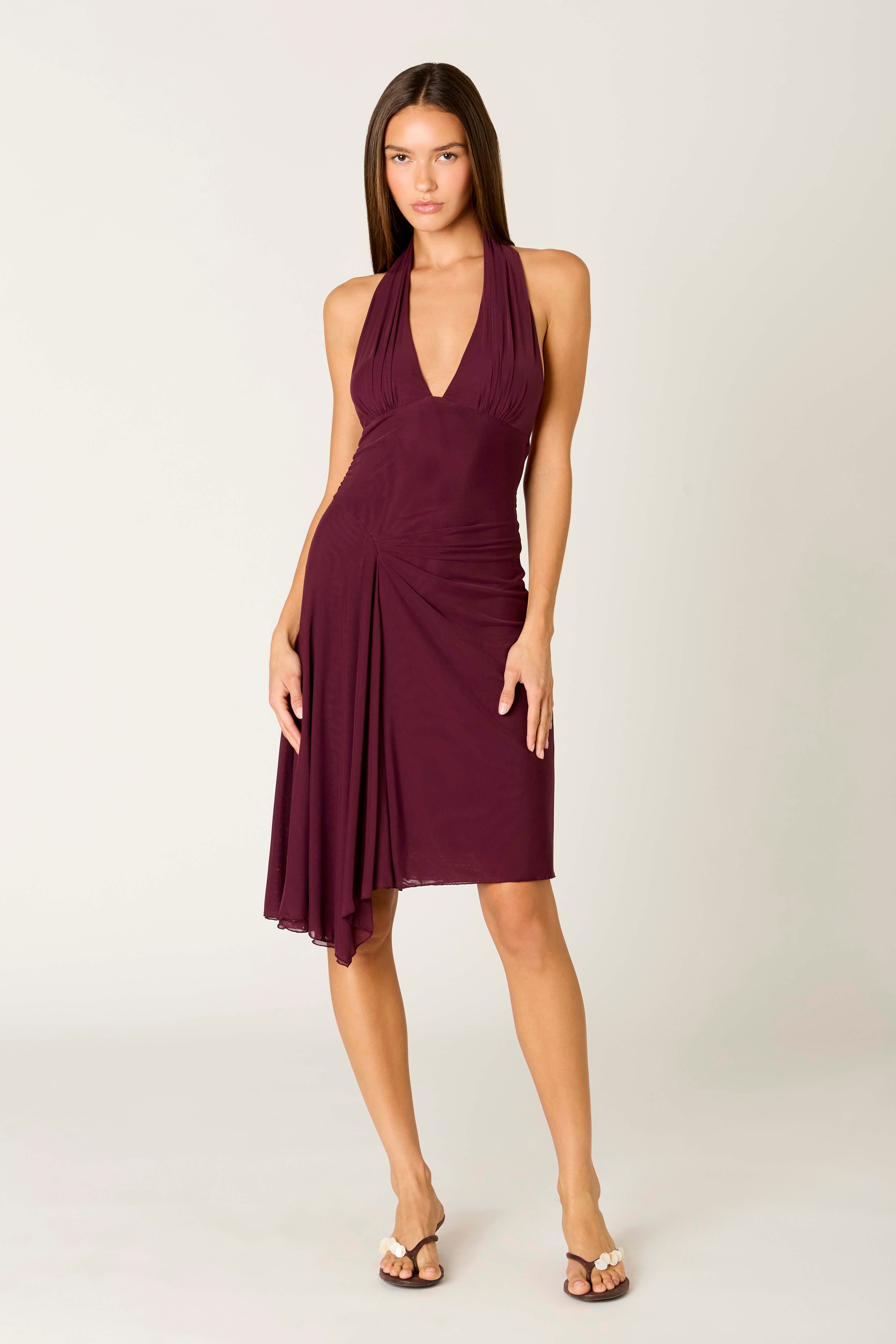 Chiara Dress in plum front view