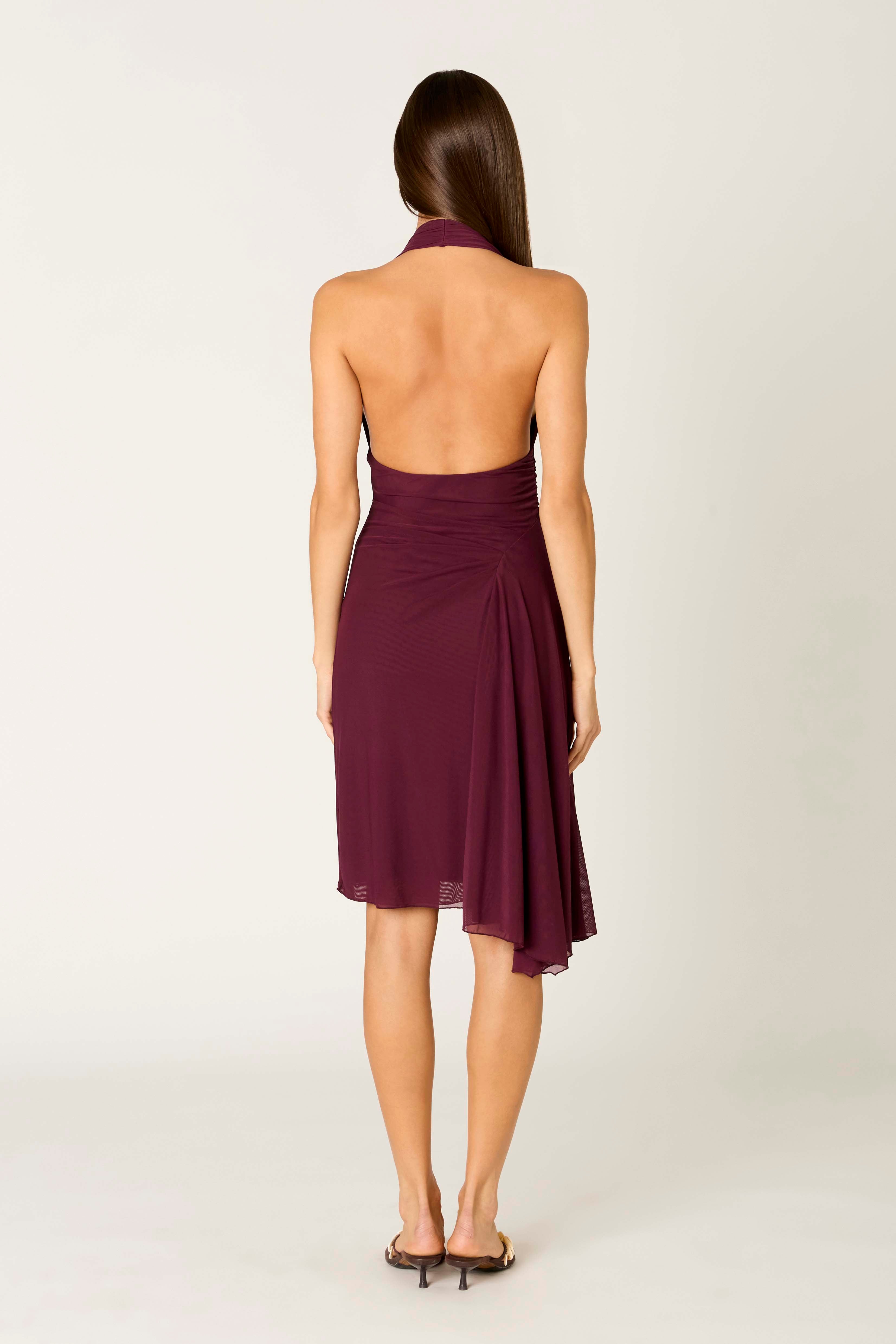Chiara Dress in plum back view