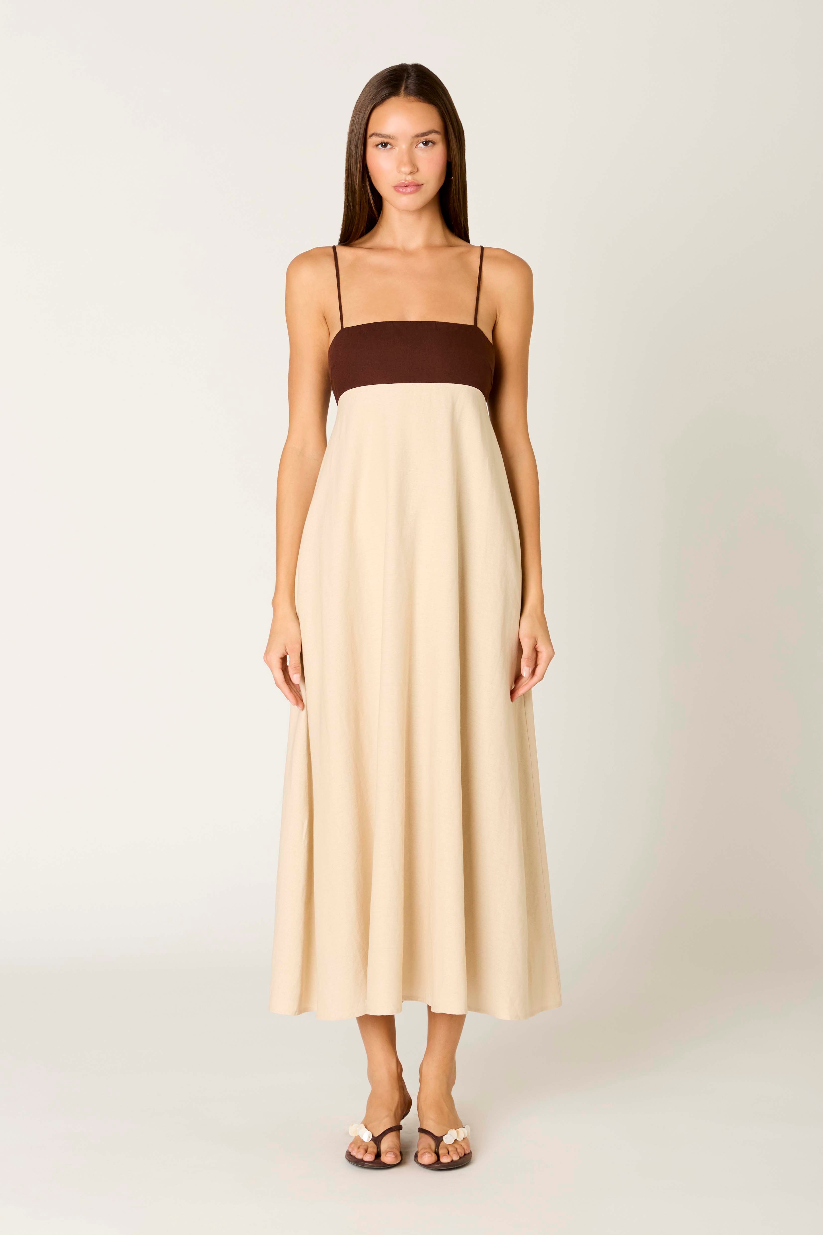 Clove Dress in coffee front view