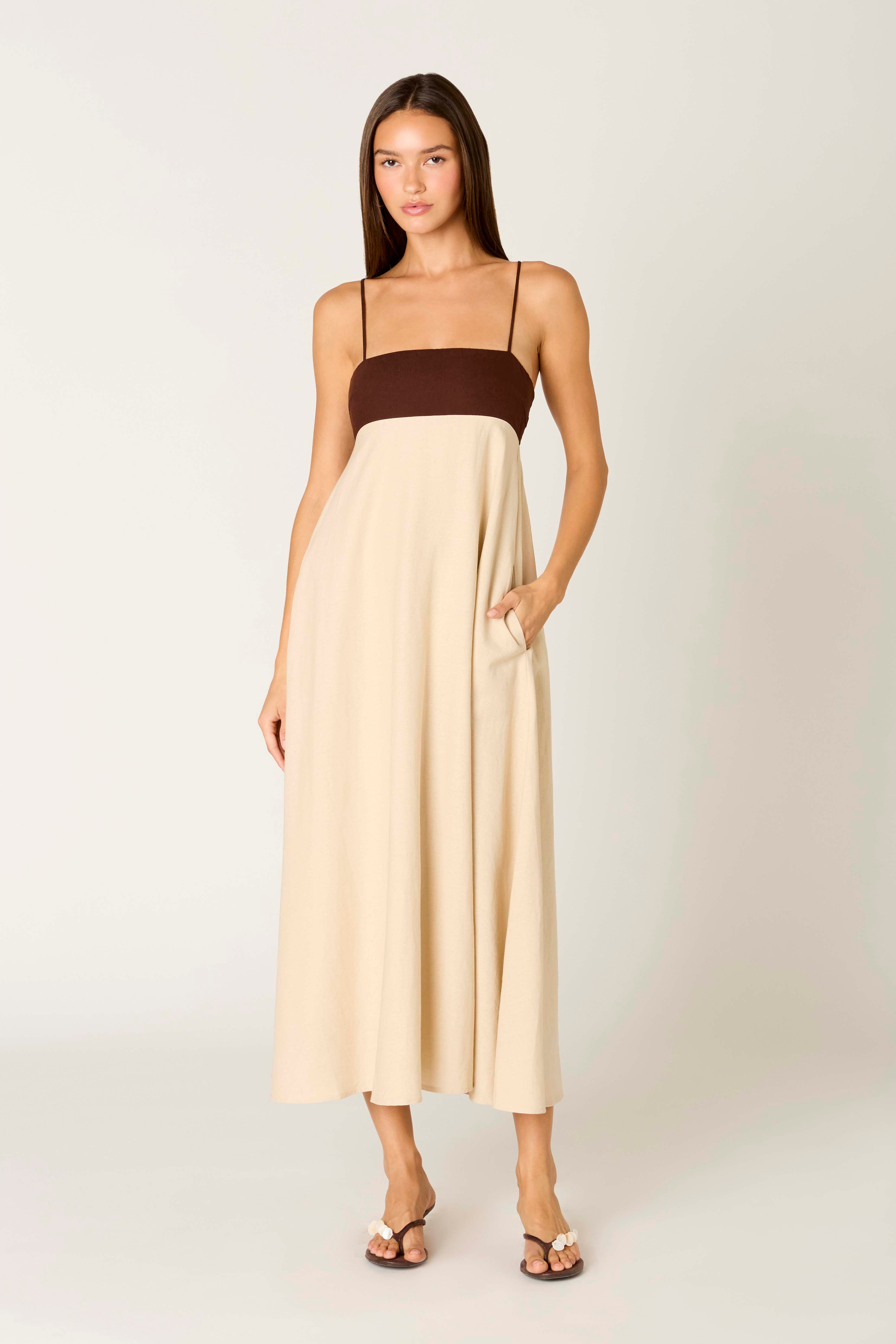 Clove Dress in coffee front view