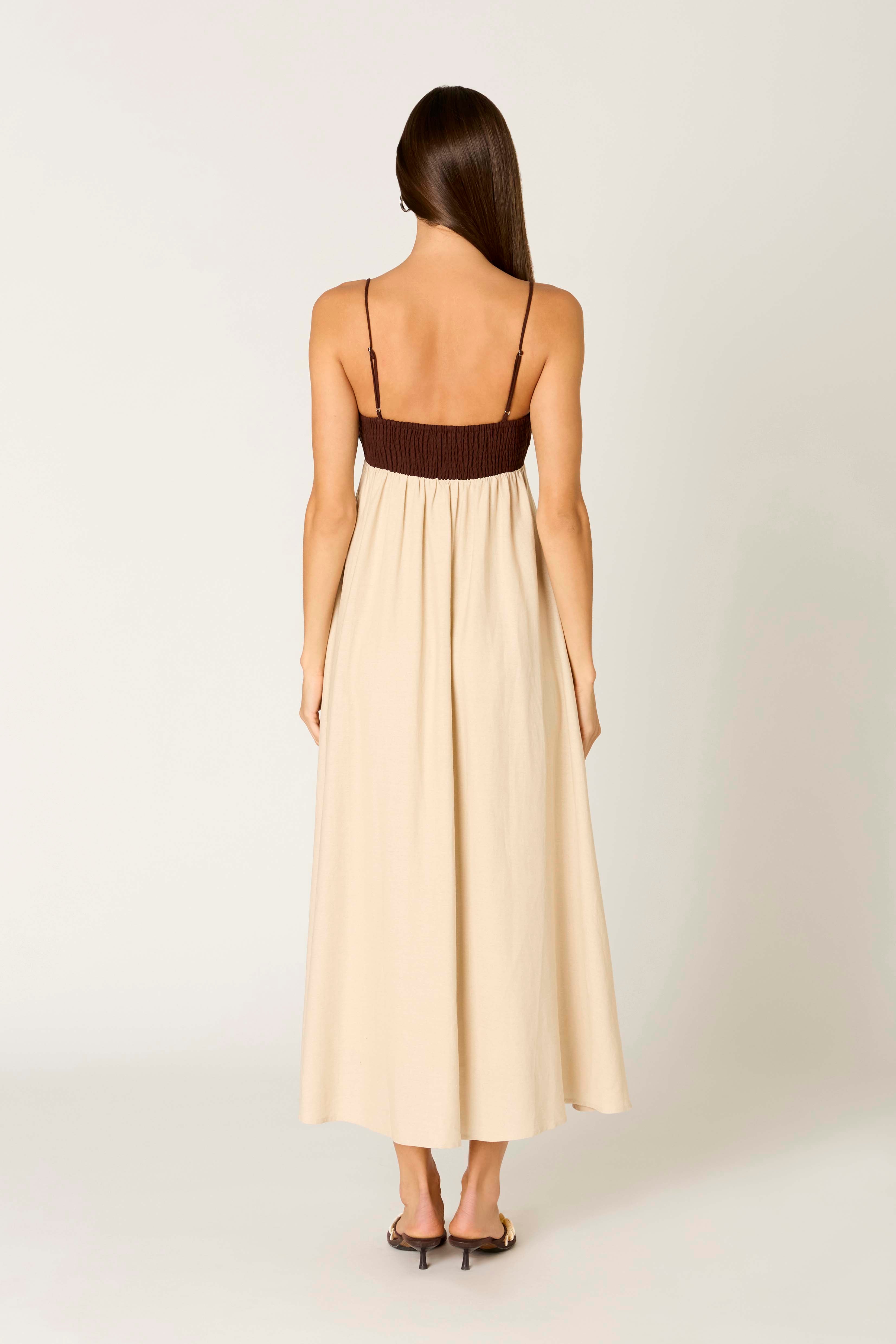 Clove Dress in coffee back view