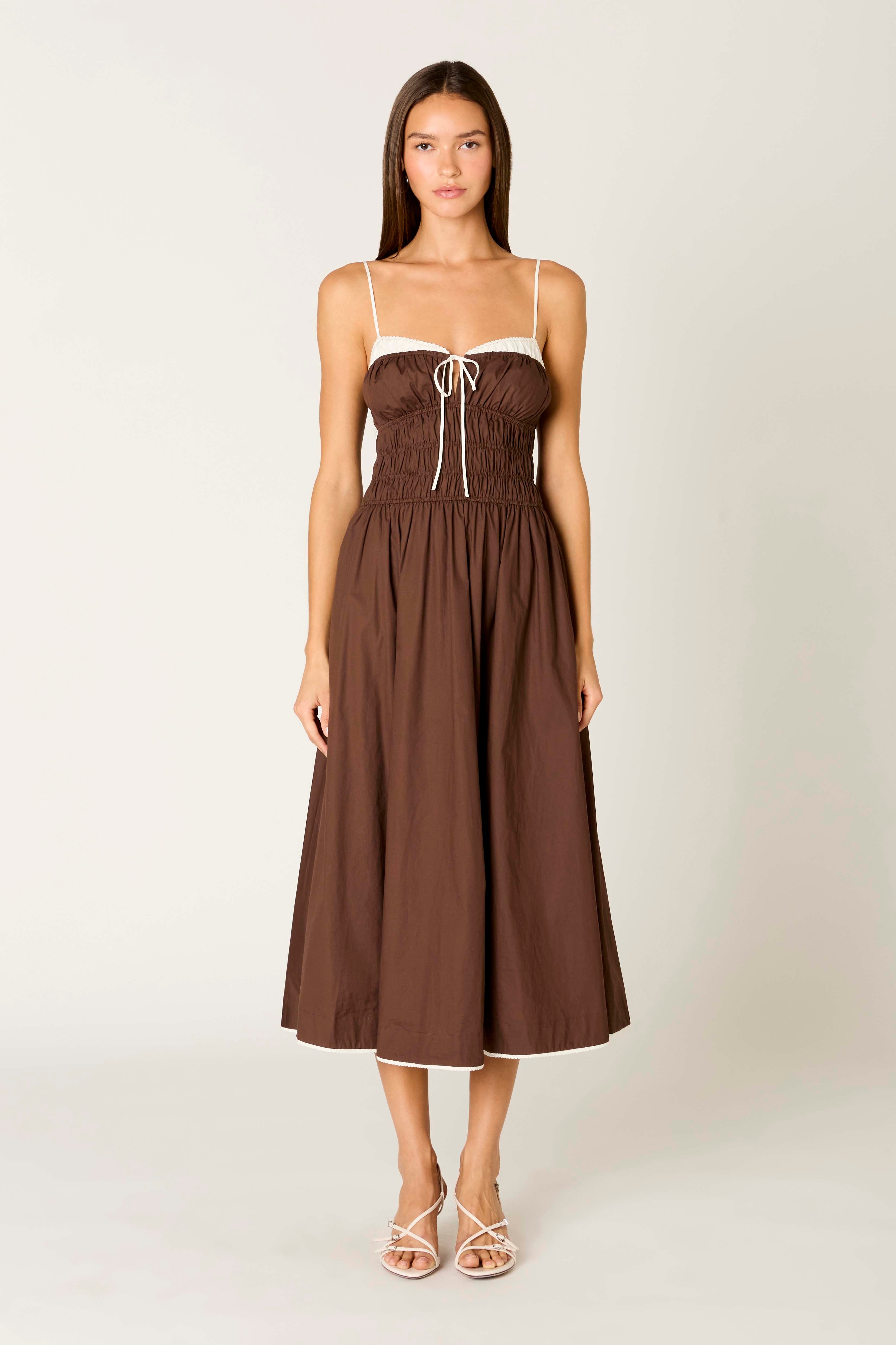 Thomas Dress in coffee front view