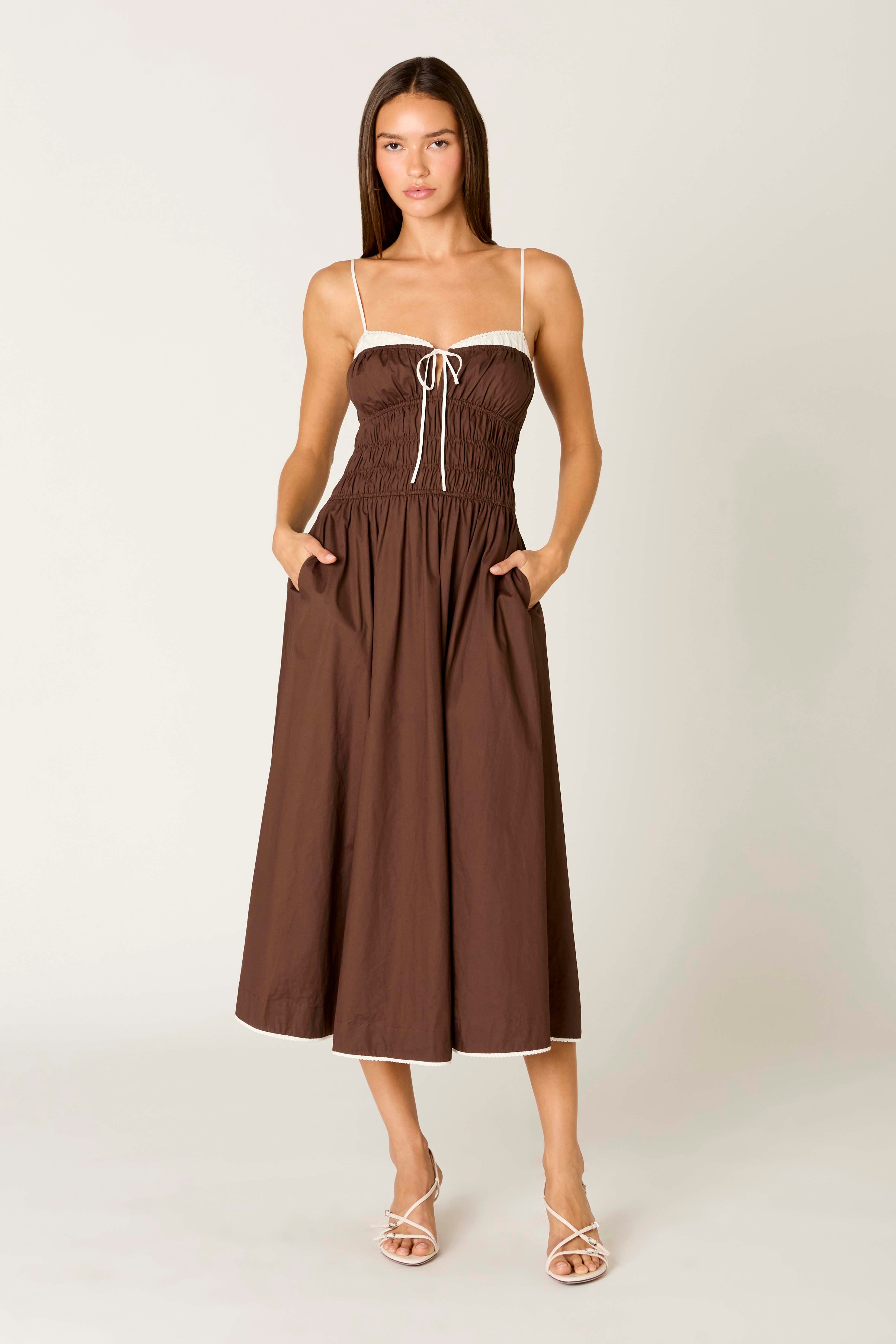 Thomas Dress in coffee front view