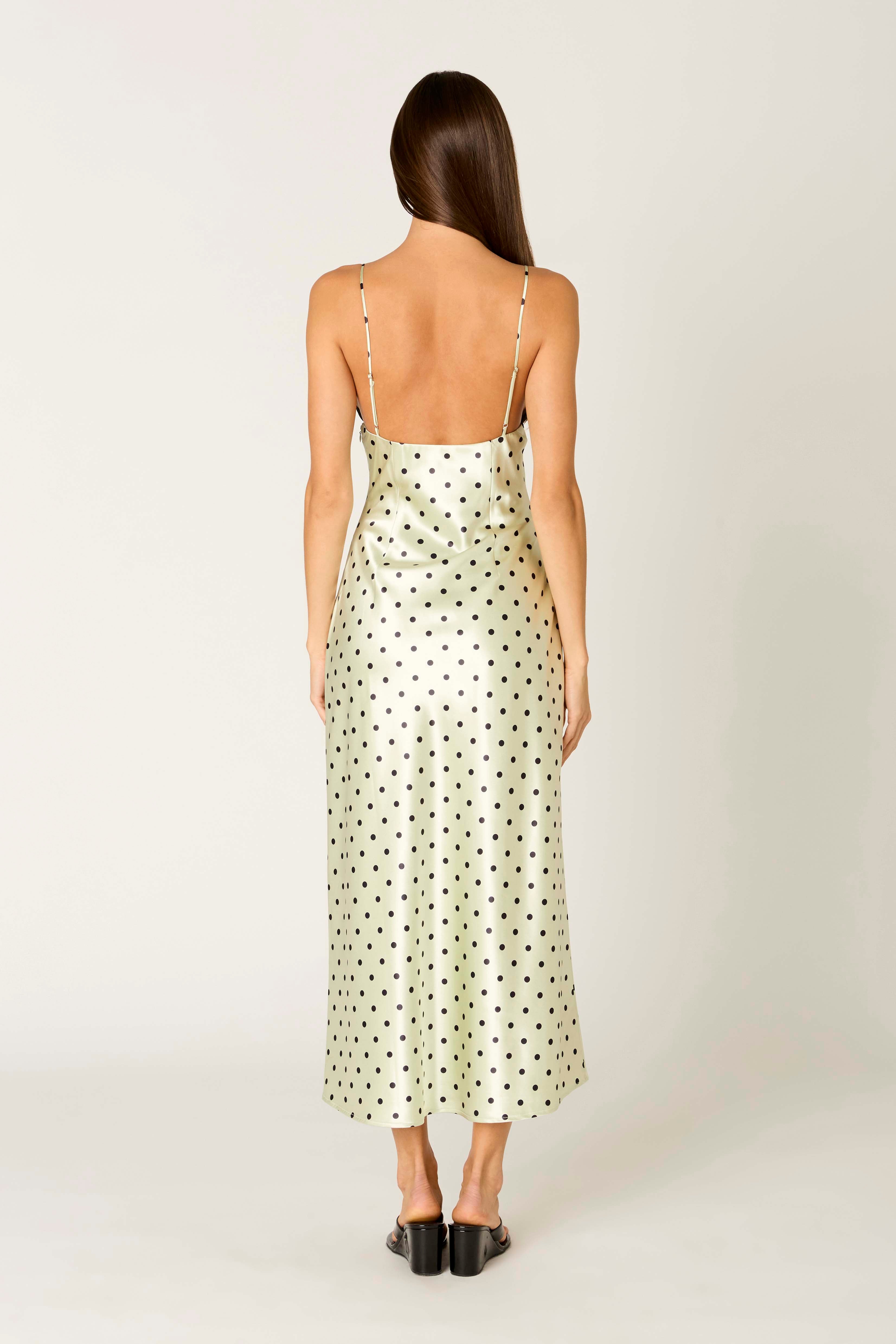 Jasmine Dress in pistachio back view